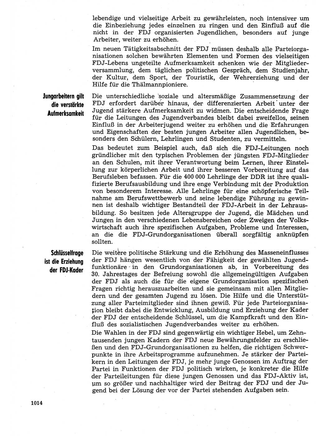 Neuer Weg (NW), Organ des Zentralkomitees (ZK) der SED (Sozialistische Einheitspartei Deutschlands) für Fragen des Parteilebens, 29. Jahrgang [Deutsche Demokratische Republik (DDR)] 1974, Seite 1014 (NW ZK SED DDR 1974, S. 1014)