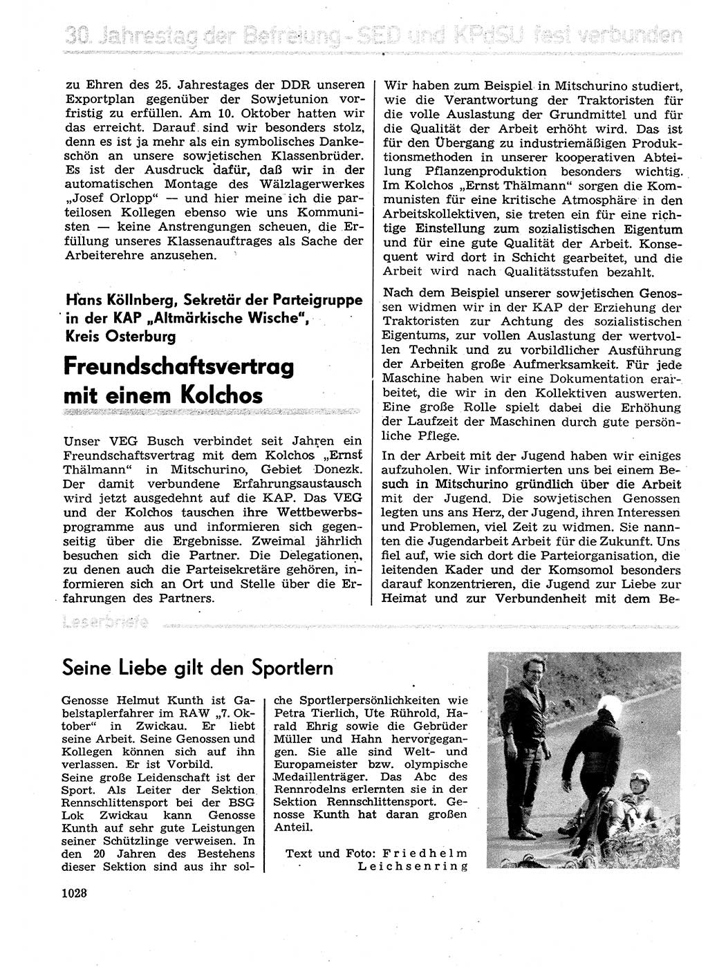 Neuer Weg (NW), Organ des Zentralkomitees (ZK) der SED (Sozialistische Einheitspartei Deutschlands) für Fragen des Parteilebens, 29. Jahrgang [Deutsche Demokratische Republik (DDR)] 1974, Seite 1028 (NW ZK SED DDR 1974, S. 1028)