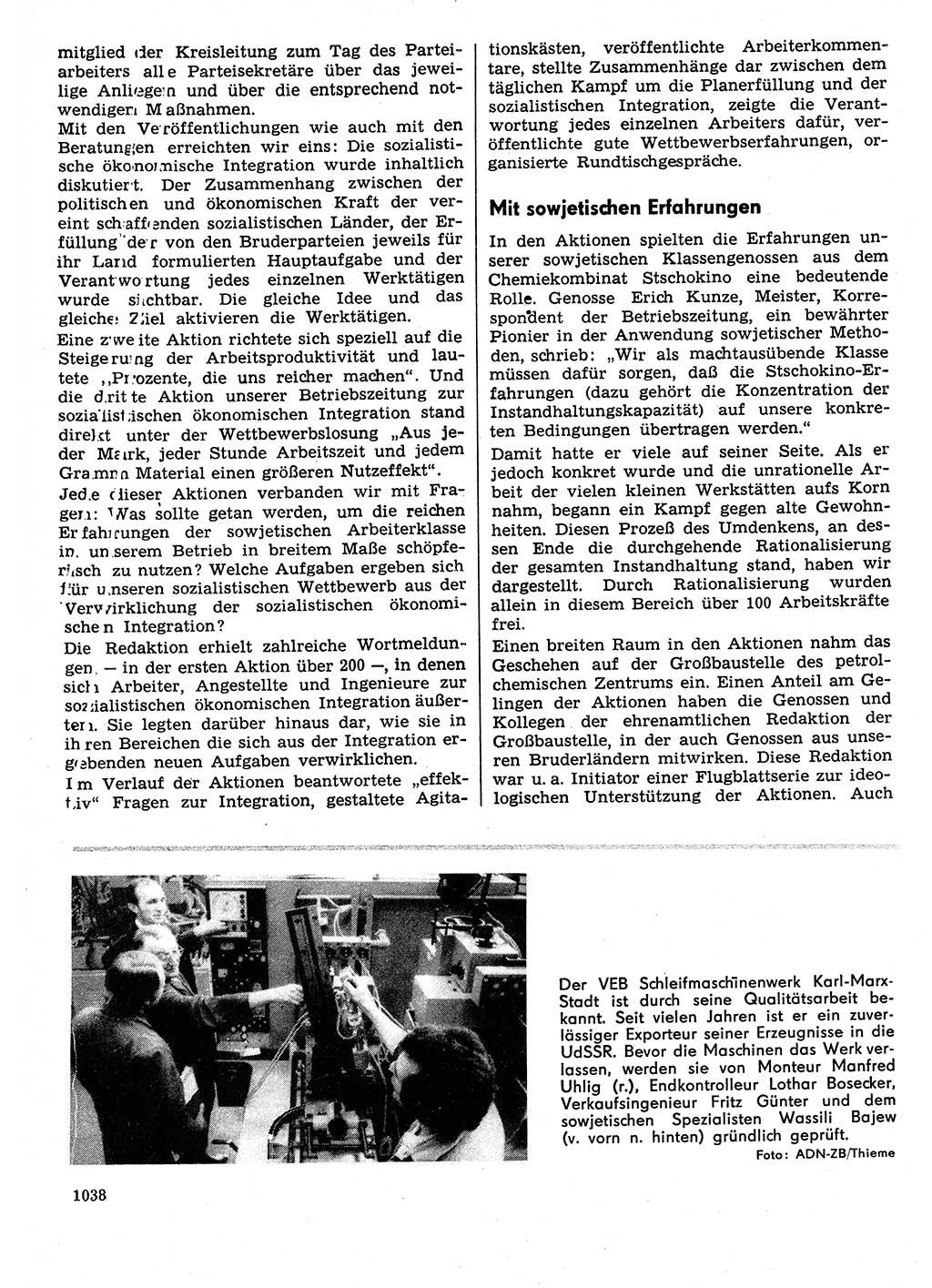 Neuer Weg (NW), Organ des Zentralkomitees (ZK) der SED (Sozialistische Einheitspartei Deutschlands) für Fragen des Parteilebens, 29. Jahrgang [Deutsche Demokratische Republik (DDR)] 1974, Seite 1038 (NW ZK SED DDR 1974, S. 1038)