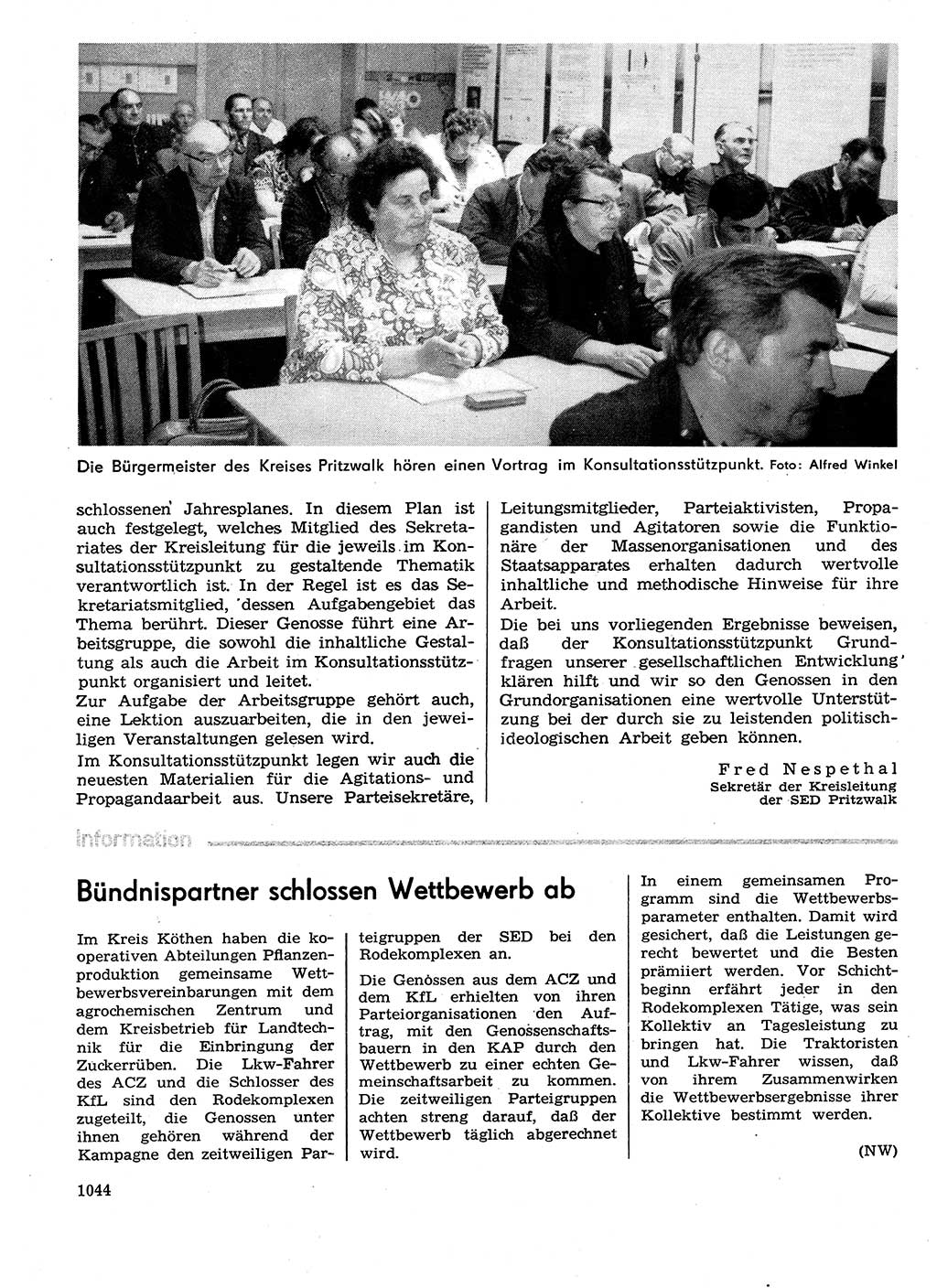 Neuer Weg (NW), Organ des Zentralkomitees (ZK) der SED (Sozialistische Einheitspartei Deutschlands) für Fragen des Parteilebens, 29. Jahrgang [Deutsche Demokratische Republik (DDR)] 1974, Seite 1044 (NW ZK SED DDR 1974, S. 1044)