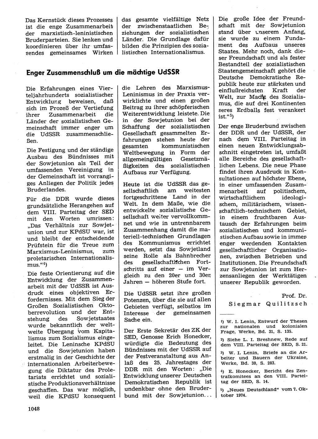 Neuer Weg (NW), Organ des Zentralkomitees (ZK) der SED (Sozialistische Einheitspartei Deutschlands) für Fragen des Parteilebens, 29. Jahrgang [Deutsche Demokratische Republik (DDR)] 1974, Seite 1048 (NW ZK SED DDR 1974, S. 1048)