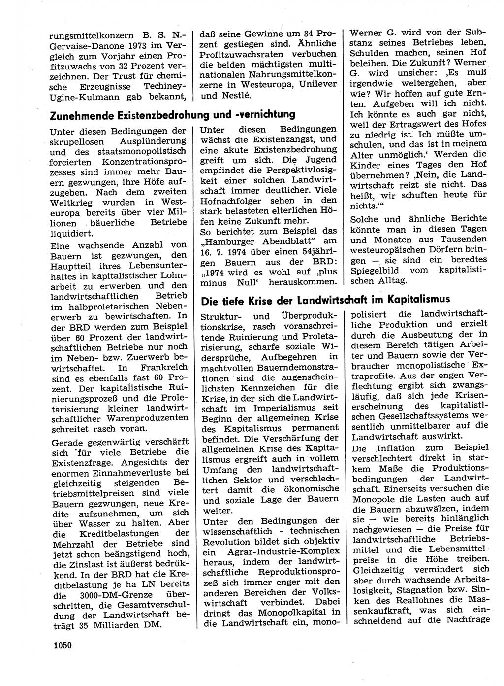 Neuer Weg (NW), Organ des Zentralkomitees (ZK) der SED (Sozialistische Einheitspartei Deutschlands) für Fragen des Parteilebens, 29. Jahrgang [Deutsche Demokratische Republik (DDR)] 1974, Seite 1050 (NW ZK SED DDR 1974, S. 1050)
