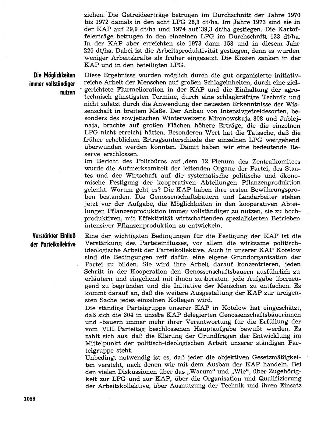 Neuer Weg (NW), Organ des Zentralkomitees (ZK) der SED (Sozialistische Einheitspartei Deutschlands) für Fragen des Parteilebens, 29. Jahrgang [Deutsche Demokratische Republik (DDR)] 1974, Seite 1058 (NW ZK SED DDR 1974, S. 1058)