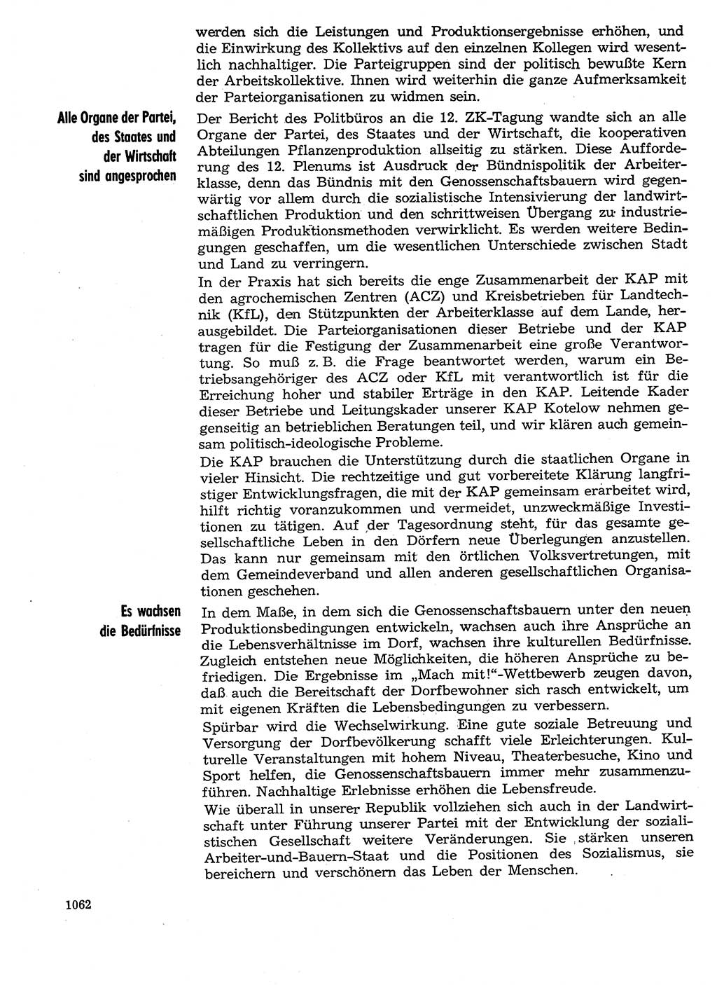 Neuer Weg (NW), Organ des Zentralkomitees (ZK) der SED (Sozialistische Einheitspartei Deutschlands) für Fragen des Parteilebens, 29. Jahrgang [Deutsche Demokratische Republik (DDR)] 1974, Seite 1062 (NW ZK SED DDR 1974, S. 1062)