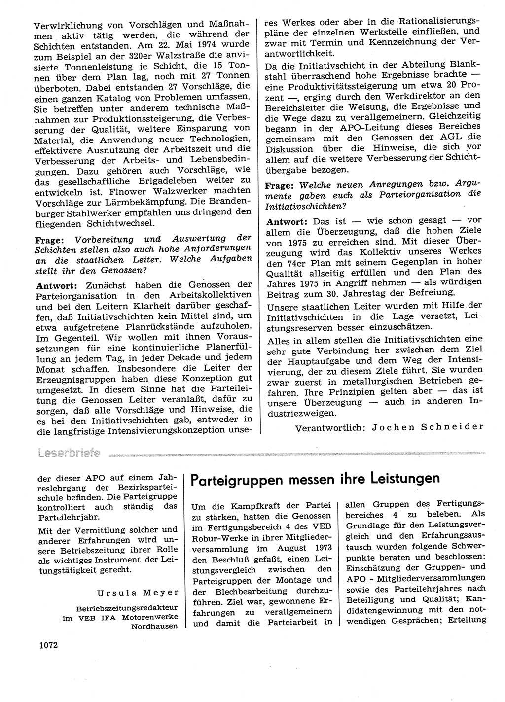 Neuer Weg (NW), Organ des Zentralkomitees (ZK) der SED (Sozialistische Einheitspartei Deutschlands) für Fragen des Parteilebens, 29. Jahrgang [Deutsche Demokratische Republik (DDR)] 1974, Seite 1072 (NW ZK SED DDR 1974, S. 1072)