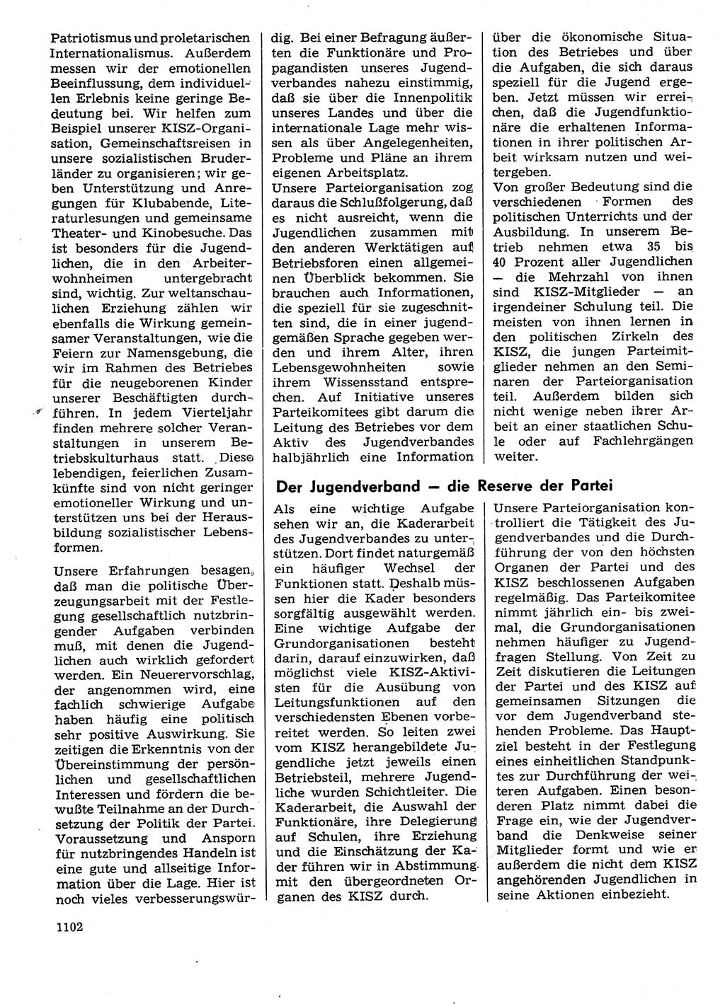 Neuer Weg (NW), Organ des Zentralkomitees (ZK) der SED (Sozialistische Einheitspartei Deutschlands) für Fragen des Parteilebens, 29. Jahrgang [Deutsche Demokratische Republik (DDR)] 1974, Seite 1102 (NW ZK SED DDR 1974, S. 1102)