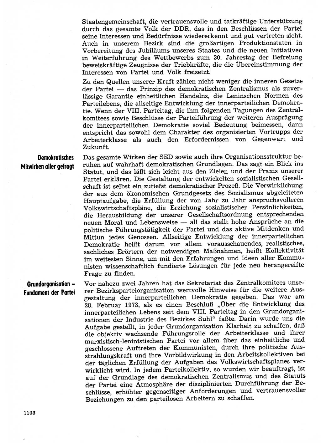Neuer Weg (NW), Organ des Zentralkomitees (ZK) der SED (Sozialistische Einheitspartei Deutschlands) für Fragen des Parteilebens, 29. Jahrgang [Deutsche Demokratische Republik (DDR)] 1974, Seite 1106 (NW ZK SED DDR 1974, S. 1106)