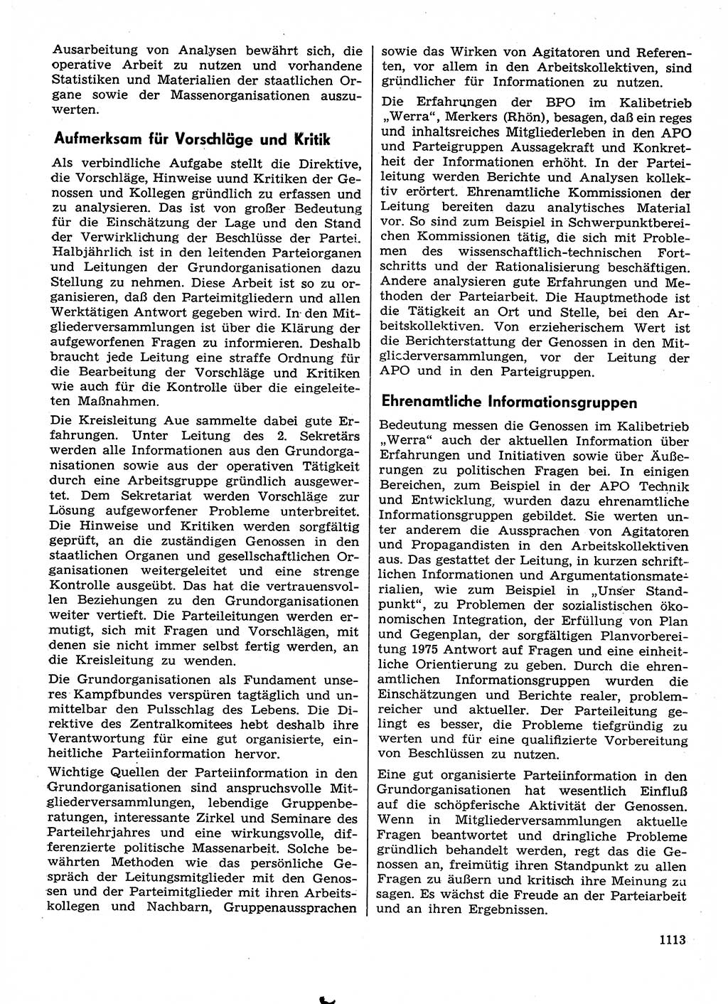 Neuer Weg (NW), Organ des Zentralkomitees (ZK) der SED (Sozialistische Einheitspartei Deutschlands) für Fragen des Parteilebens, 29. Jahrgang [Deutsche Demokratische Republik (DDR)] 1974, Seite 1113 (NW ZK SED DDR 1974, S. 1113)