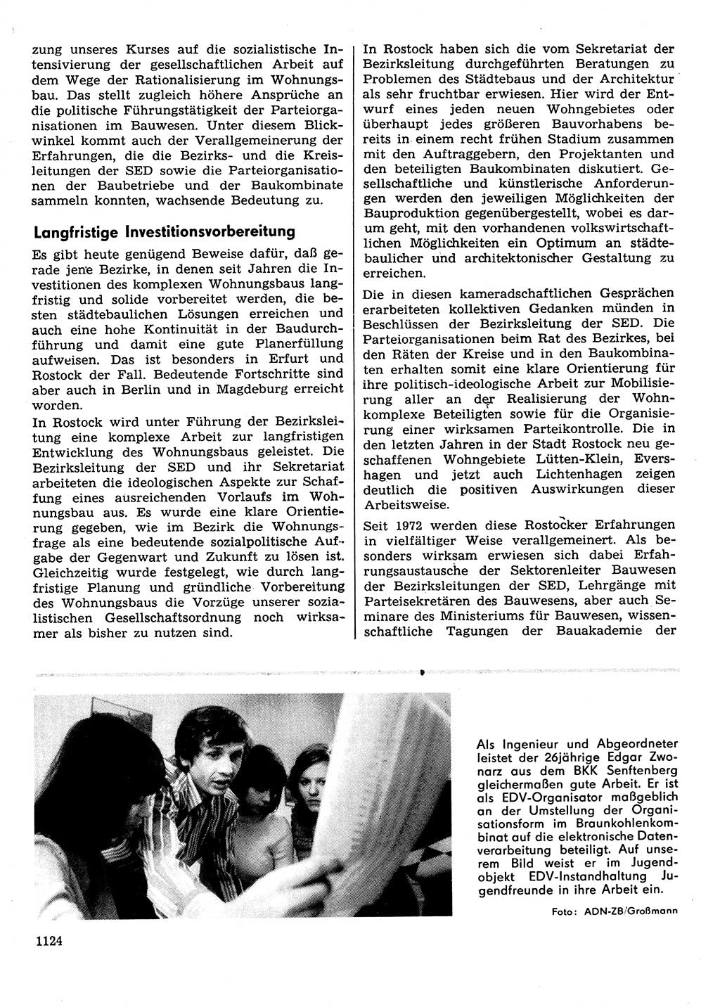 Neuer Weg (NW), Organ des Zentralkomitees (ZK) der SED (Sozialistische Einheitspartei Deutschlands) für Fragen des Parteilebens, 29. Jahrgang [Deutsche Demokratische Republik (DDR)] 1974, Seite 1124 (NW ZK SED DDR 1974, S. 1124)
