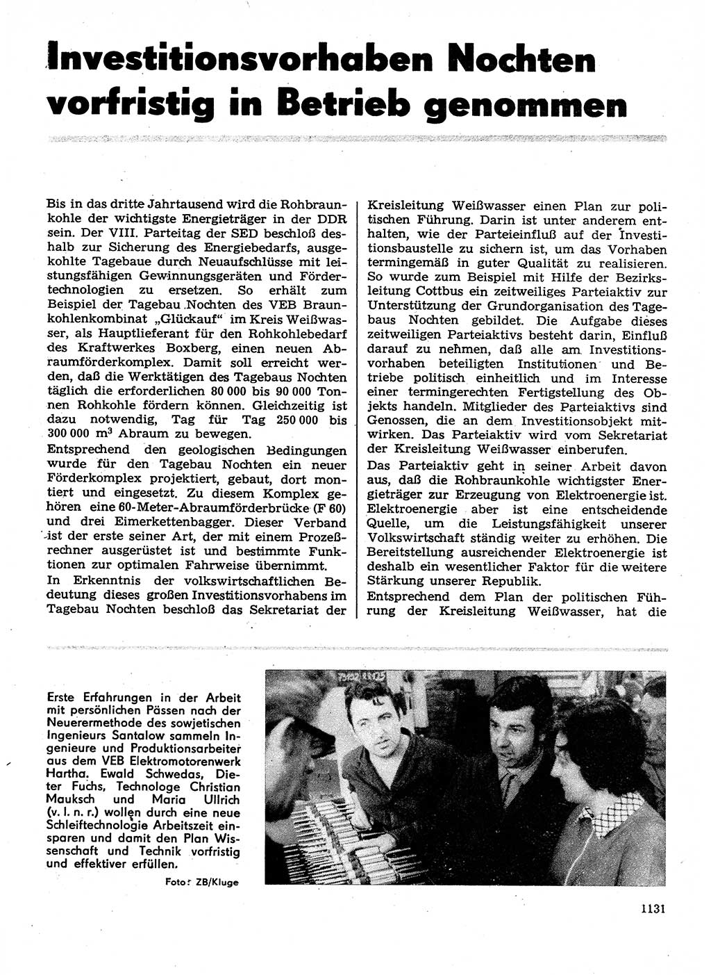Neuer Weg (NW), Organ des Zentralkomitees (ZK) der SED (Sozialistische Einheitspartei Deutschlands) für Fragen des Parteilebens, 29. Jahrgang [Deutsche Demokratische Republik (DDR)] 1974, Seite 1131 (NW ZK SED DDR 1974, S. 1131)