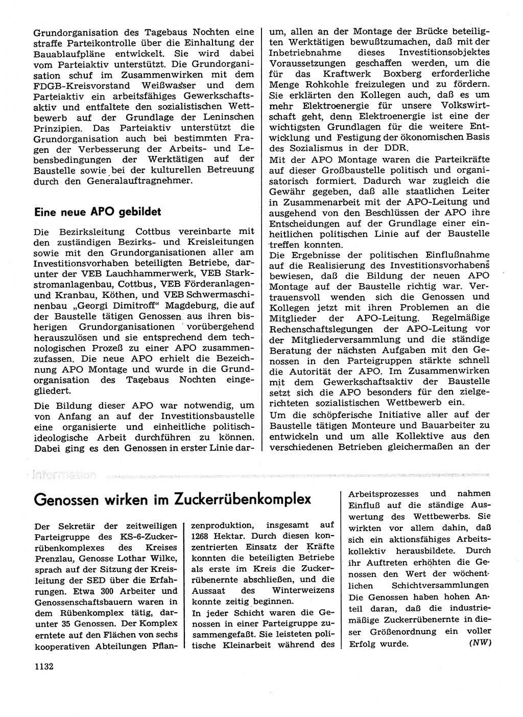 Neuer Weg (NW), Organ des Zentralkomitees (ZK) der SED (Sozialistische Einheitspartei Deutschlands) für Fragen des Parteilebens, 29. Jahrgang [Deutsche Demokratische Republik (DDR)] 1974, Seite 1132 (NW ZK SED DDR 1974, S. 1132)