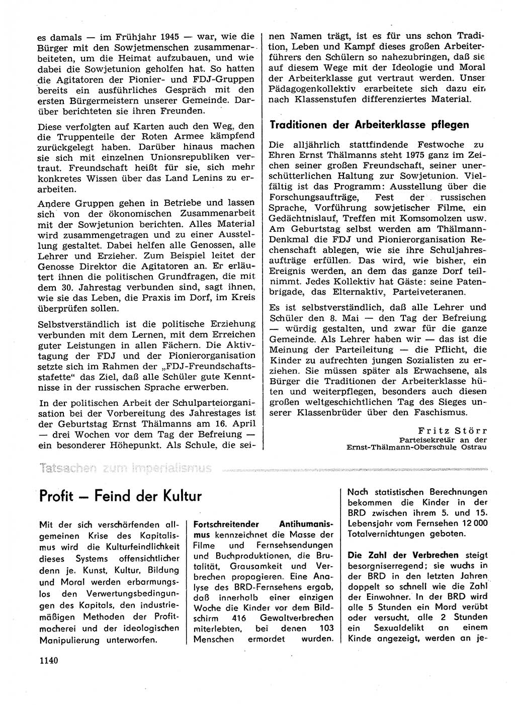 Neuer Weg (NW), Organ des Zentralkomitees (ZK) der SED (Sozialistische Einheitspartei Deutschlands) für Fragen des Parteilebens, 29. Jahrgang [Deutsche Demokratische Republik (DDR)] 1974, Seite 1140 (NW ZK SED DDR 1974, S. 1140)