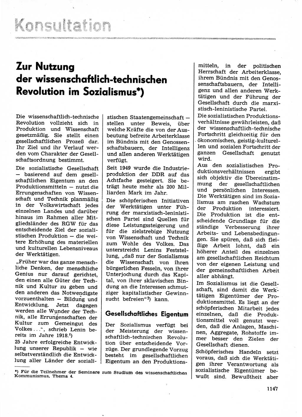Neuer Weg (NW), Organ des Zentralkomitees (ZK) der SED (Sozialistische Einheitspartei Deutschlands) für Fragen des Parteilebens, 29. Jahrgang [Deutsche Demokratische Republik (DDR)] 1974, Seite 1147 (NW ZK SED DDR 1974, S. 1147)