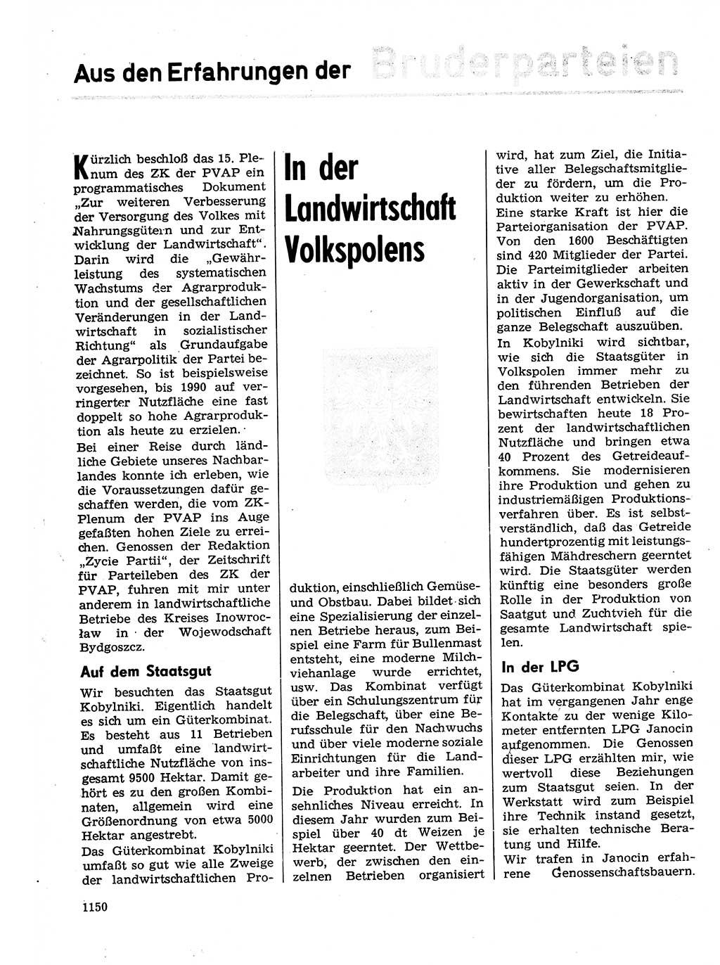 Neuer Weg (NW), Organ des Zentralkomitees (ZK) der SED (Sozialistische Einheitspartei Deutschlands) für Fragen des Parteilebens, 29. Jahrgang [Deutsche Demokratische Republik (DDR)] 1974, Seite 1150 (NW ZK SED DDR 1974, S. 1150)
