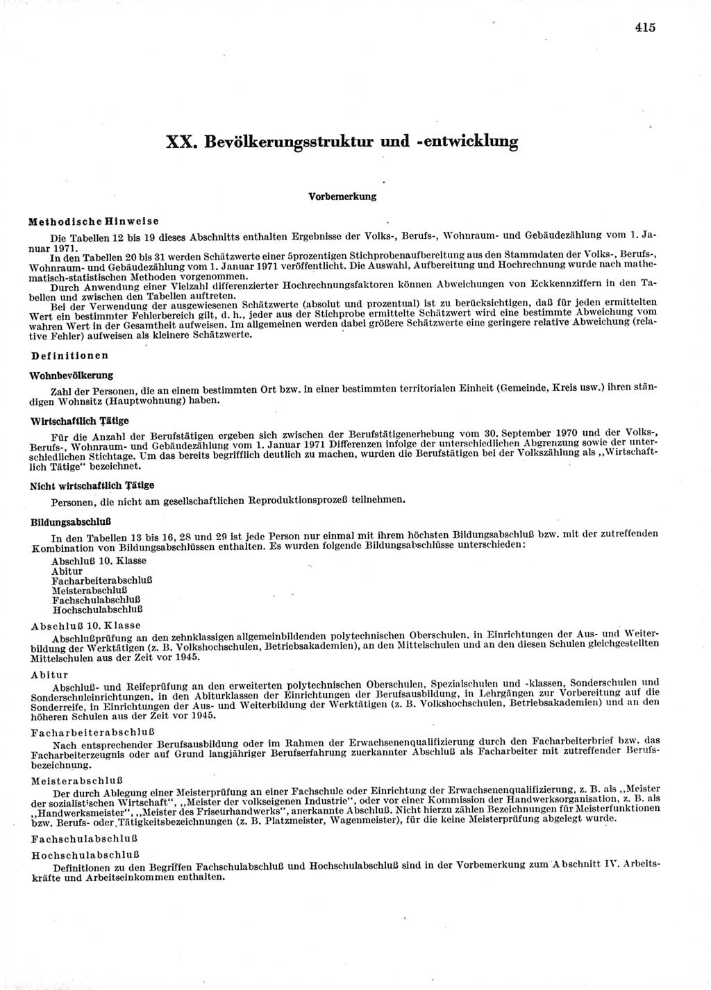 Statistisches Jahrbuch der Deutschen Demokratischen Republik (DDR) 1974, Seite 415 (Stat. Jb. DDR 1974, S. 415)