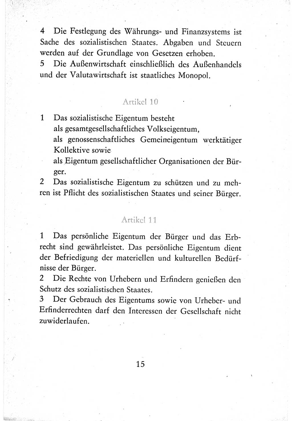 Verfassung der Deutschen Demokratischen Republik (DDR) vom 7. Oktober 1974, Seite 15 (Verf. DDR 1974, S. 15)