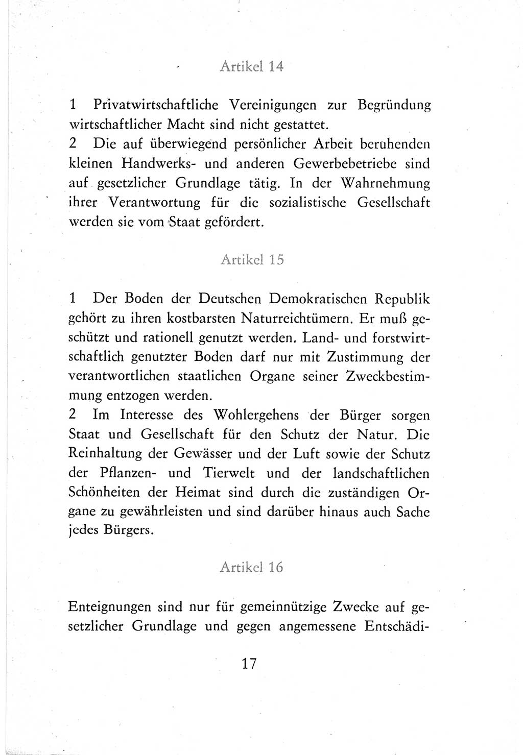 Verfassung der Deutschen Demokratischen Republik (DDR) vom 7. Oktober 1974, Seite 17 (Verf. DDR 1974, S. 17)