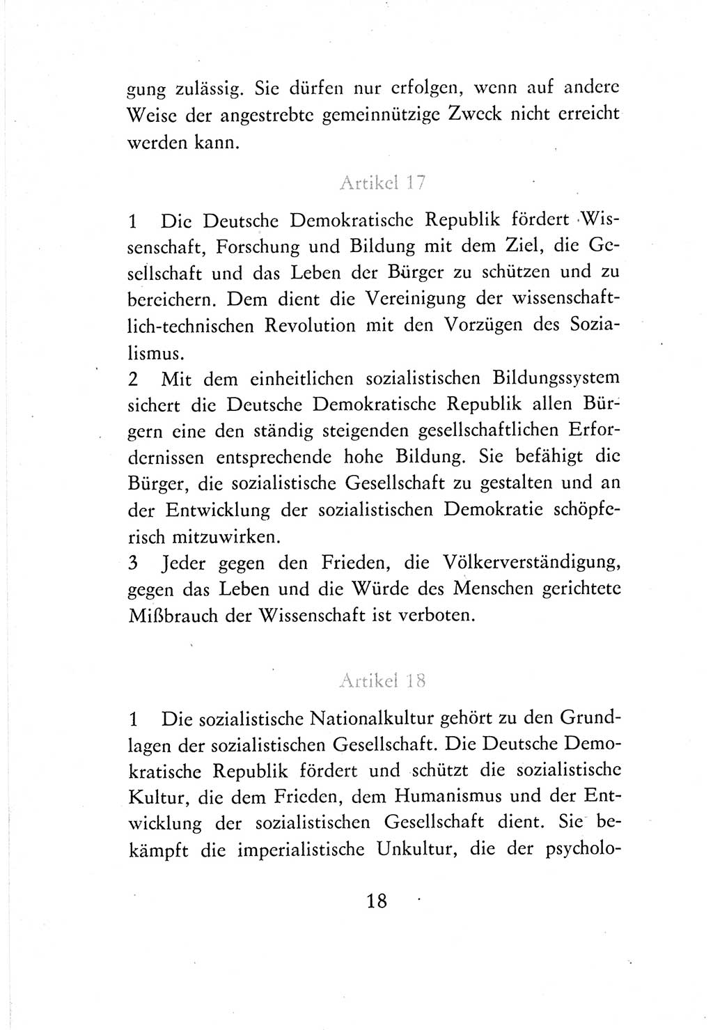 Verfassung der Deutschen Demokratischen Republik (DDR) vom 7. Oktober 1974, Seite 18 (Verf. DDR 1974, S. 18)