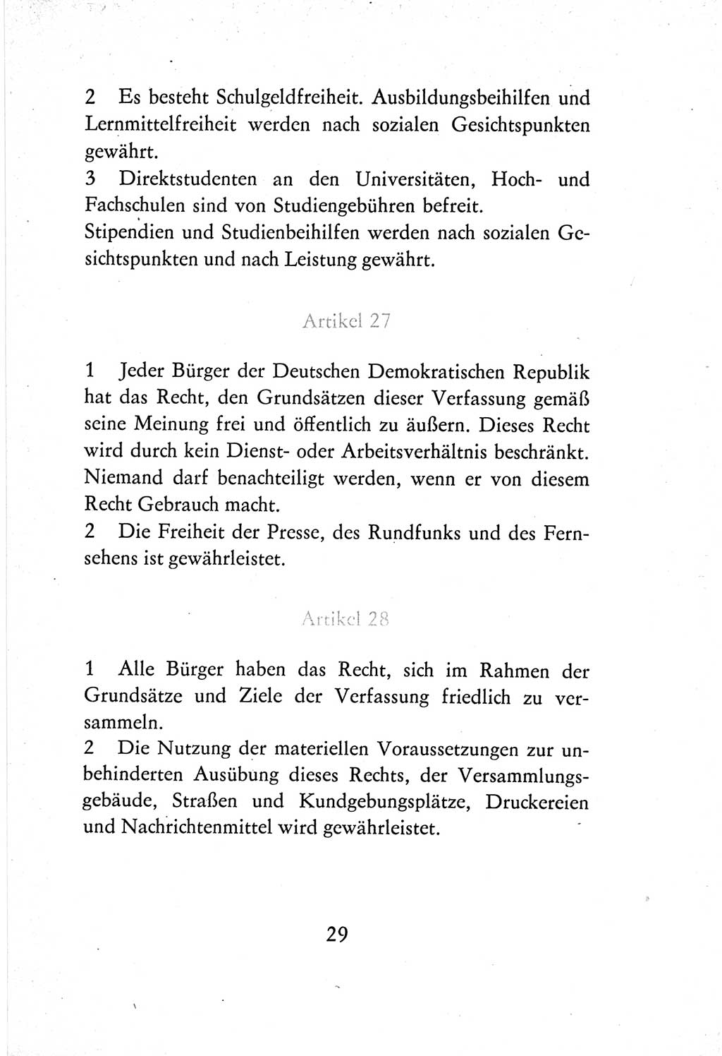 Verfassung der Deutschen Demokratischen Republik (DDR) vom 7. Oktober 1974, Seite 29 (Verf. DDR 1974, S. 29)