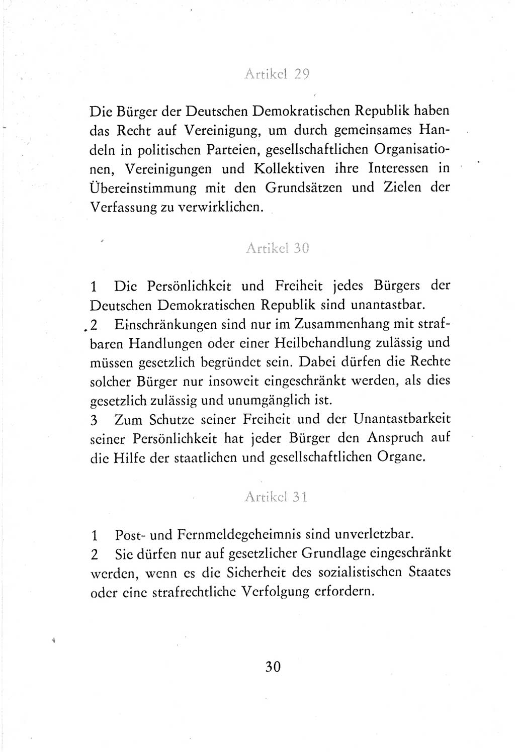 Verfassung der Deutschen Demokratischen Republik (DDR) vom 7. Oktober 1974, Seite 30 (Verf. DDR 1974, S. 30)