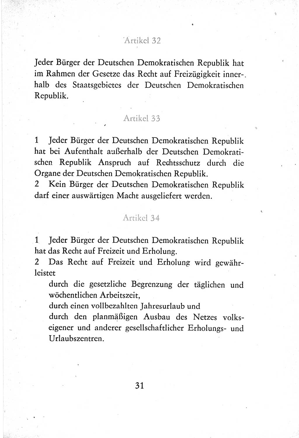 Verfassung der Deutschen Demokratischen Republik (DDR) vom 7. Oktober 1974, Seite 31 (Verf. DDR 1974, S. 31)