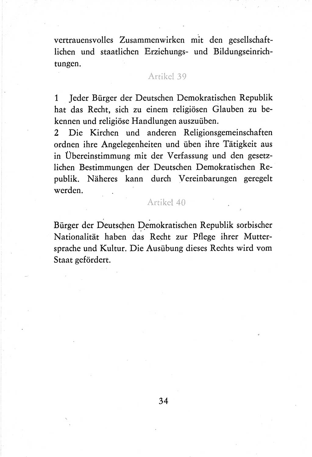 Verfassung der Deutschen Demokratischen Republik (DDR) vom 7. Oktober 1974, Seite 34 (Verf. DDR 1974, S. 34)