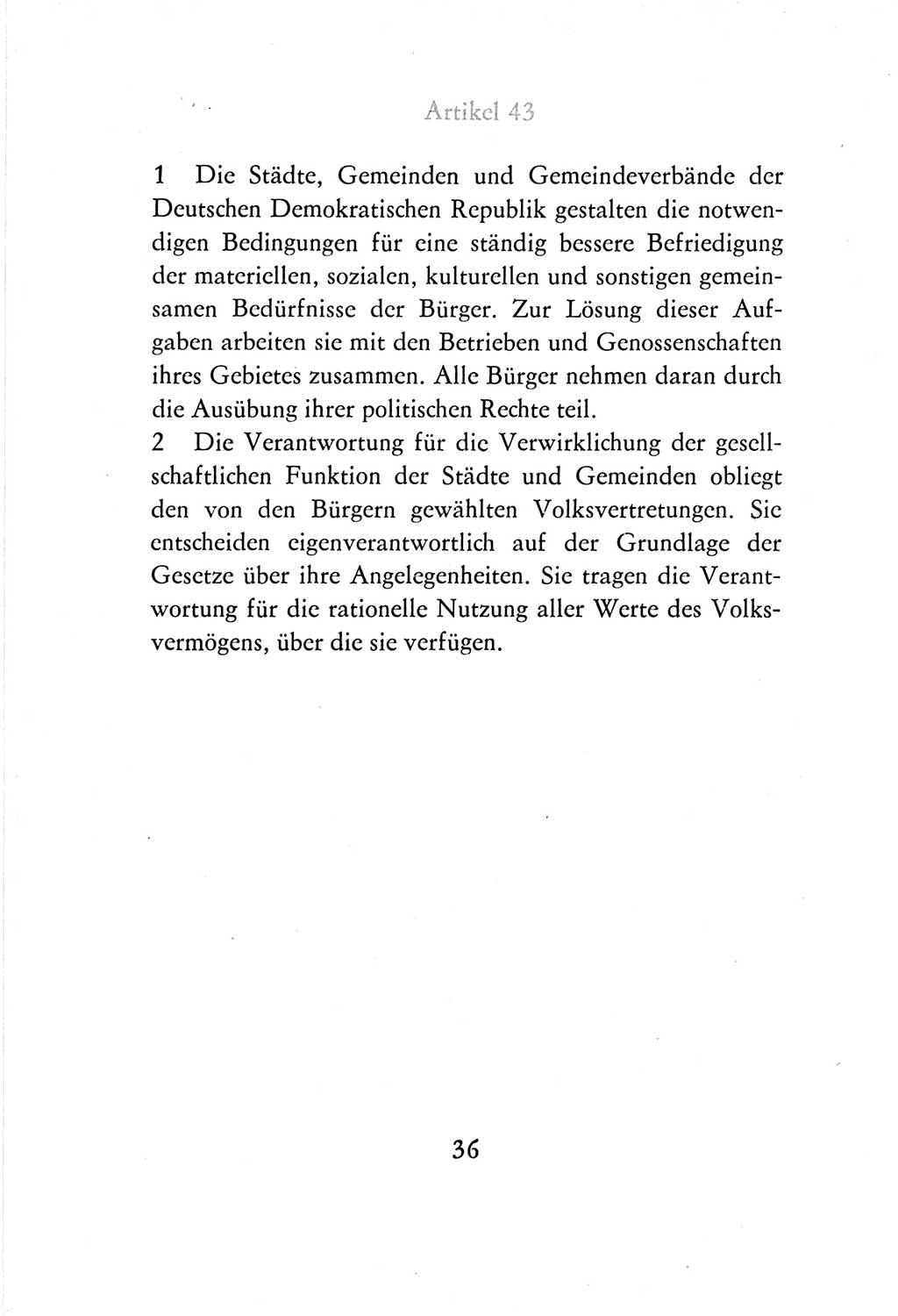 Verfassung der Deutschen Demokratischen Republik (DDR) vom 7. Oktober 1974, Seite 36 (Verf. DDR 1974, S. 36)