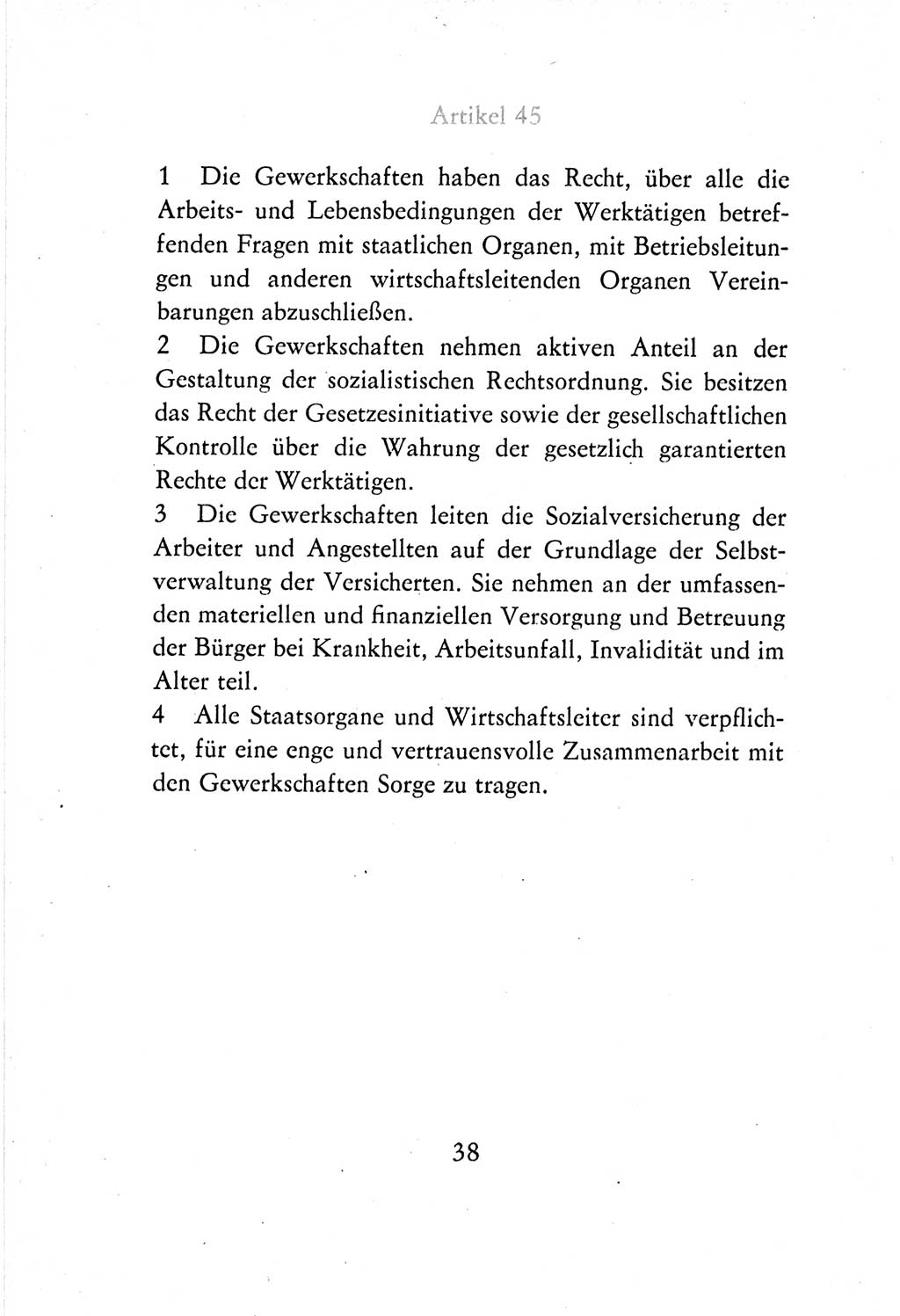 Verfassung der Deutschen Demokratischen Republik (DDR) vom 7. Oktober 1974, Seite 38 (Verf. DDR 1974, S. 38)