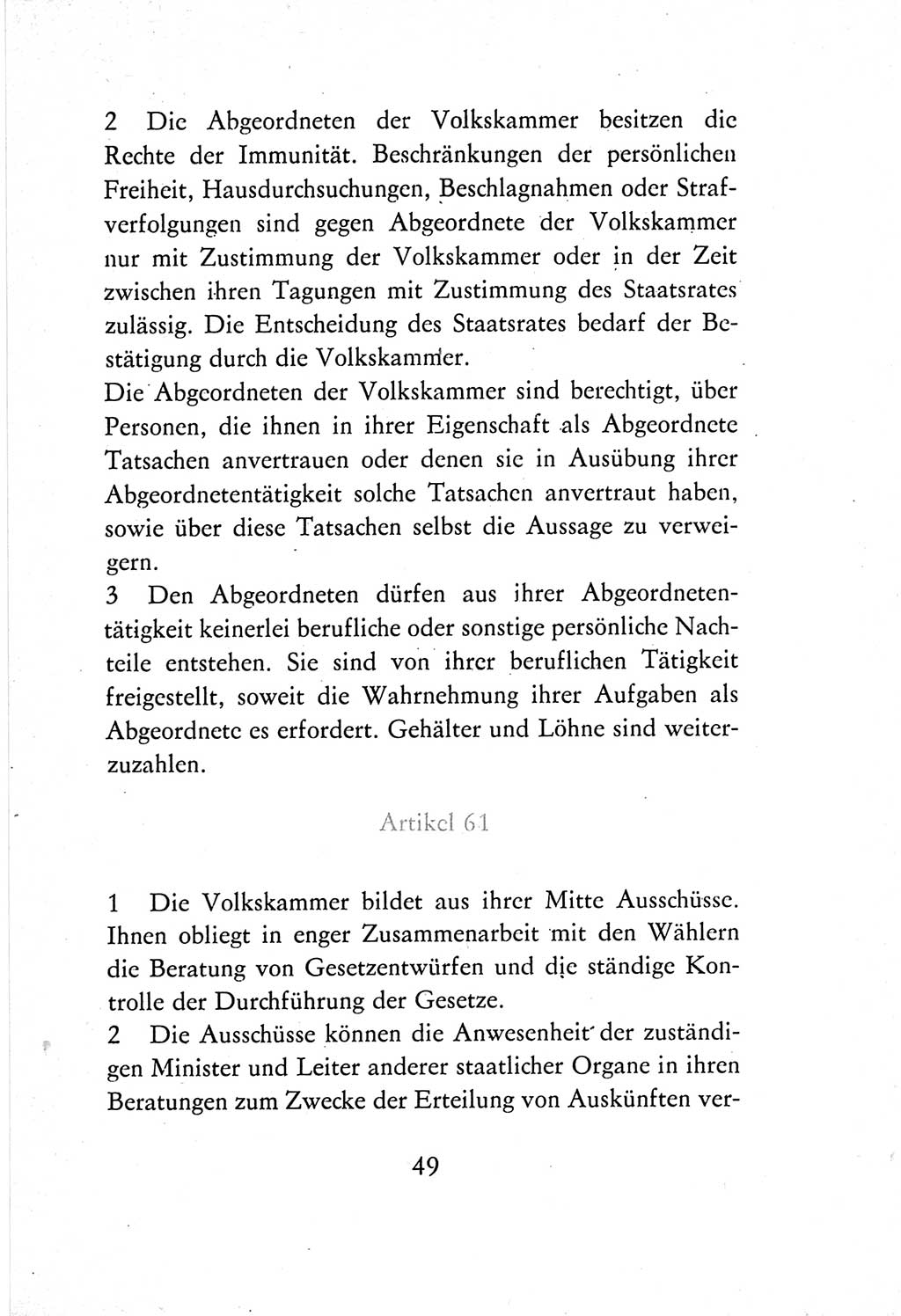 Verfassung der Deutschen Demokratischen Republik (DDR) vom 7. Oktober 1974, Seite 49 (Verf. DDR 1974, S. 49)