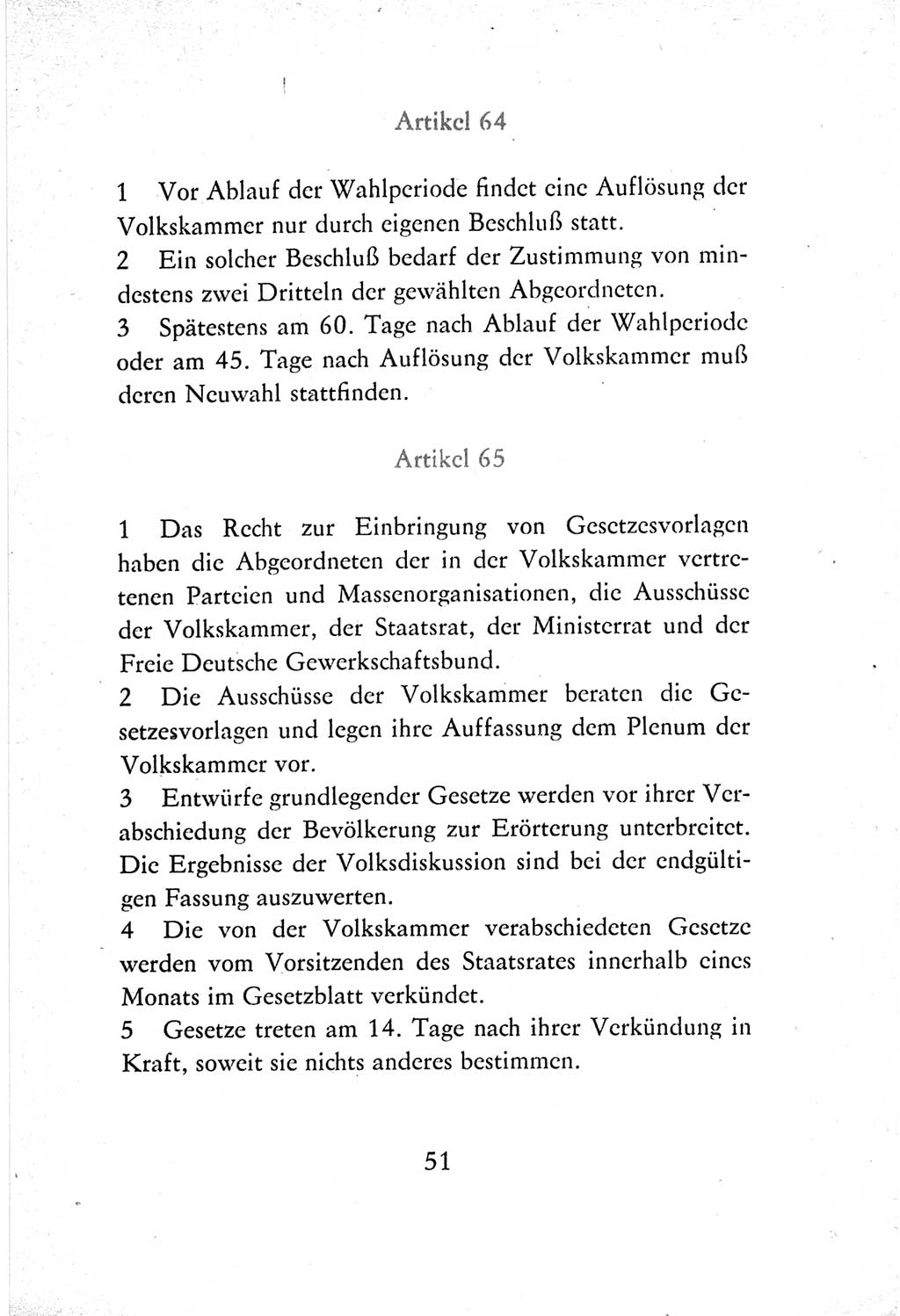 Verfassung der Deutschen Demokratischen Republik (DDR) vom 7. Oktober 1974, Seite 51 (Verf. DDR 1974, S. 51)