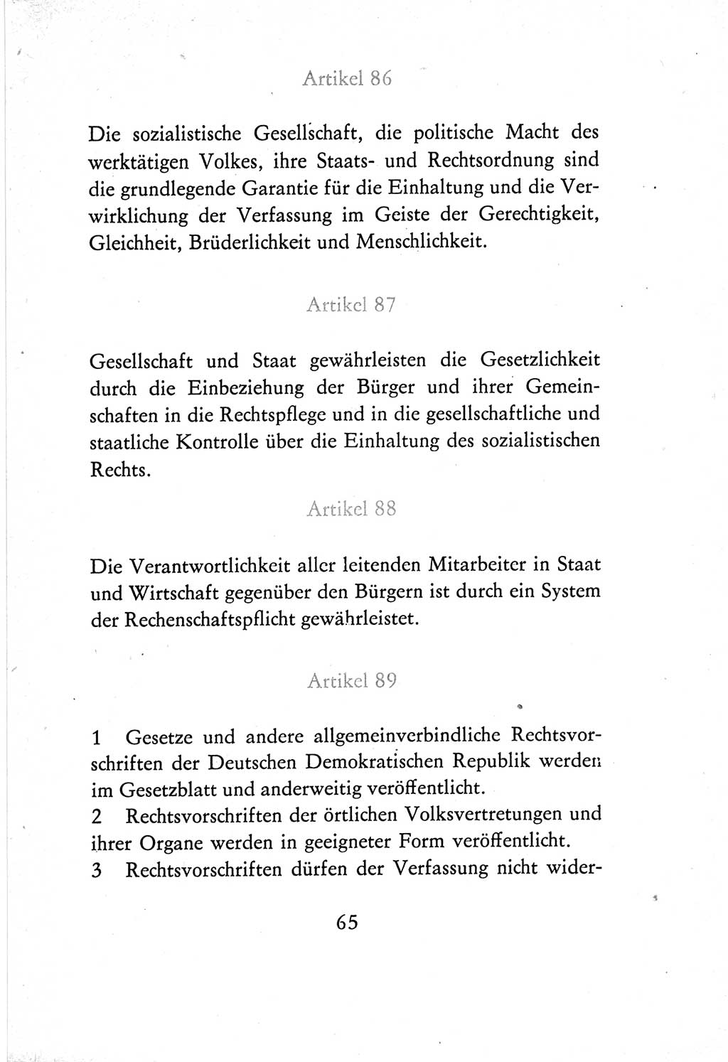 Verfassung der Deutschen Demokratischen Republik (DDR) vom 7. Oktober 1974, Seite 65 (Verf. DDR 1974, S. 65)