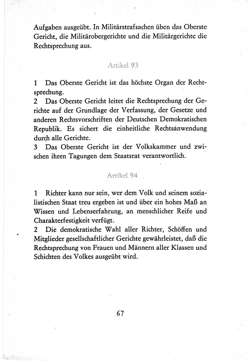 Verfassung der Deutschen Demokratischen Republik (DDR) vom 7. Oktober 1974, Seite 67 (Verf. DDR 1974, S. 67)