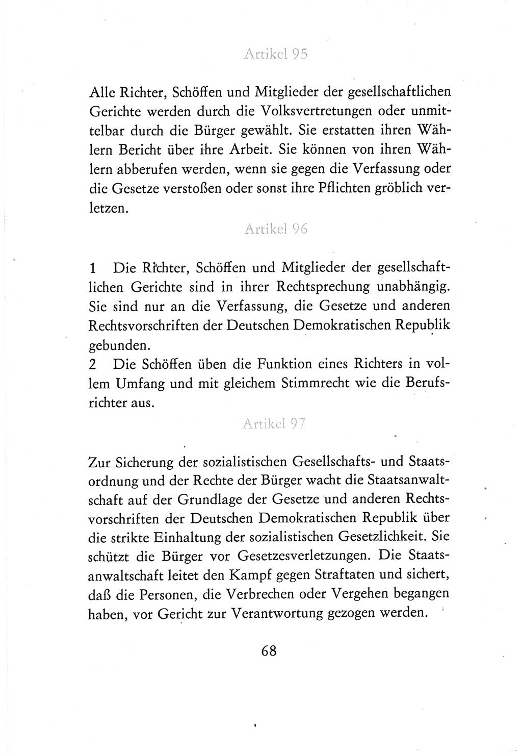 Verfassung der Deutschen Demokratischen Republik (DDR) vom 7. Oktober 1974, Seite 68 (Verf. DDR 1974, S. 68)