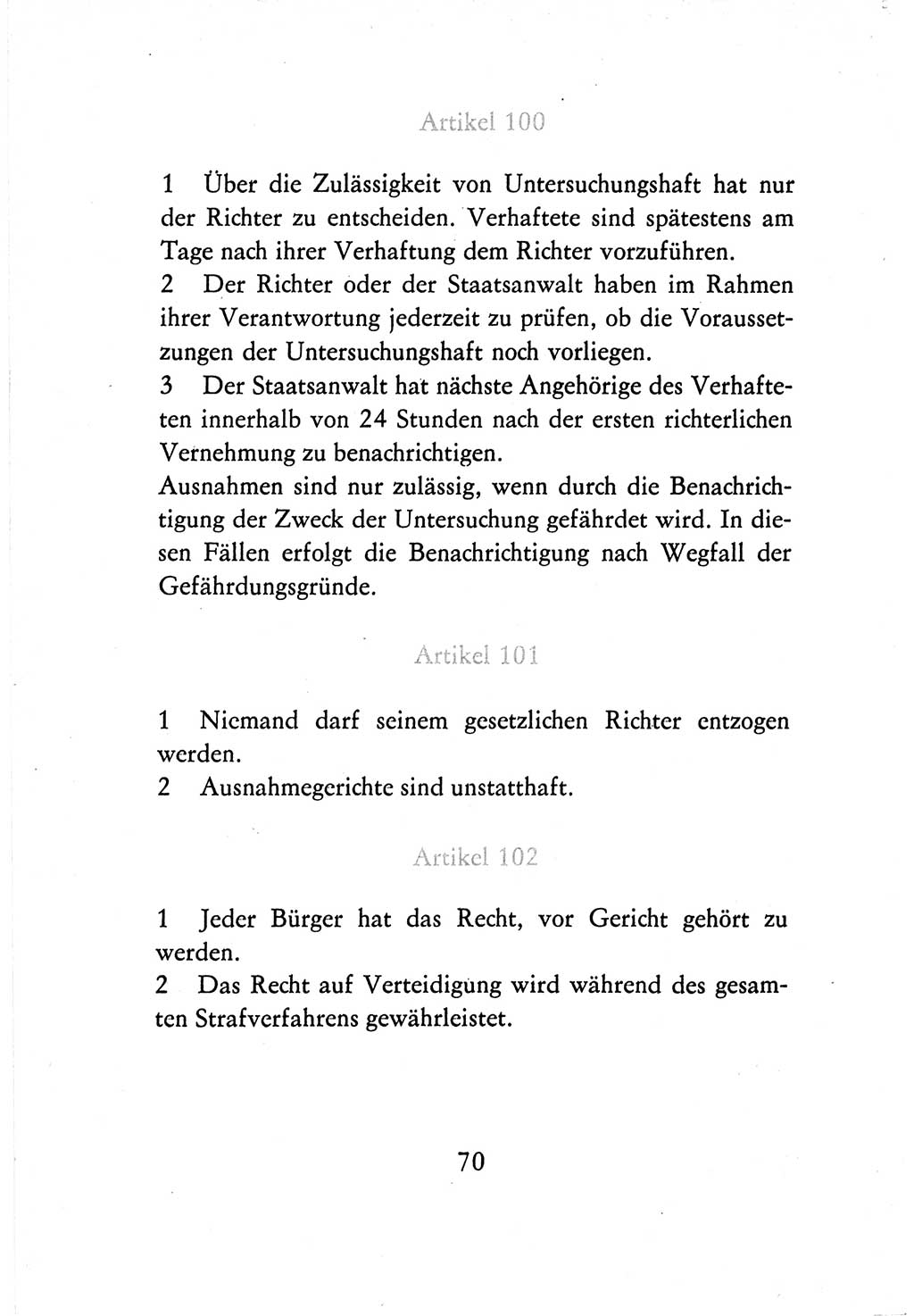 Verfassung der Deutschen Demokratischen Republik (DDR) vom 7. Oktober 1974, Seite 70 (Verf. DDR 1974, S. 70)