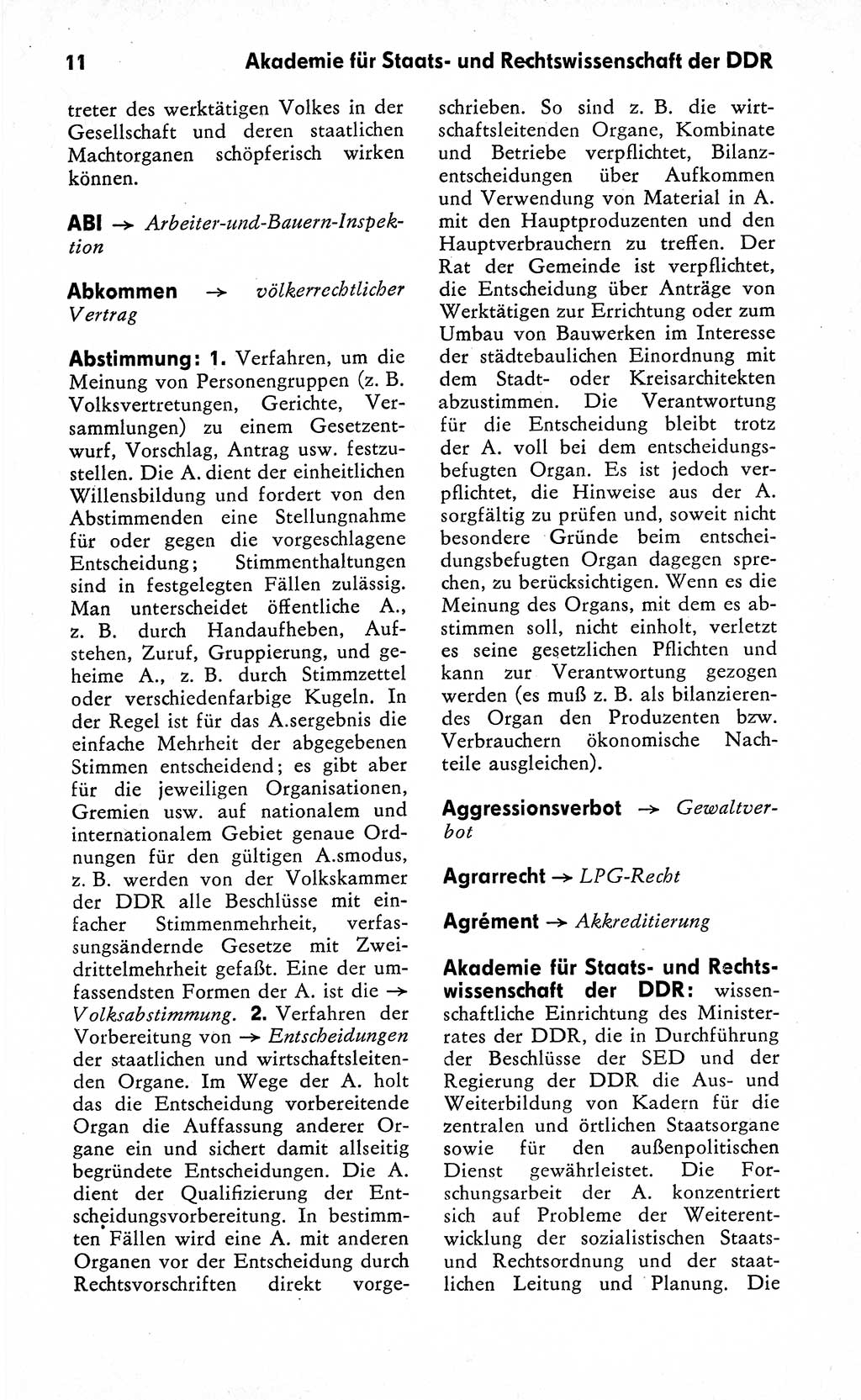 Wörterbuch zum sozialistischen Staat [Deutsche Demokratische Republik (DDR)] 1974, Seite 11 (Wb. soz. St. DDR 1974, S. 11)