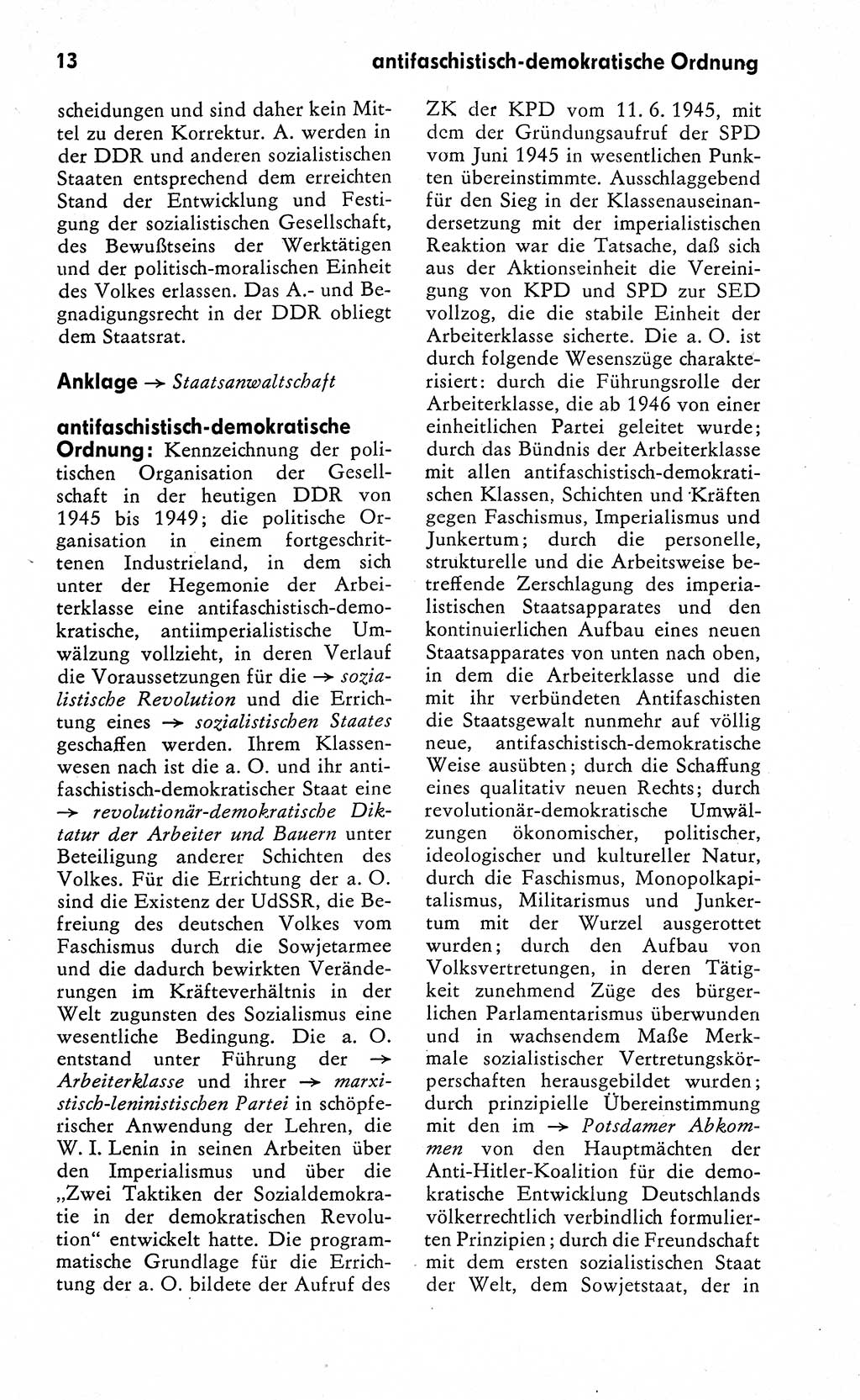 Wörterbuch zum sozialistischen Staat [Deutsche Demokratische Republik (DDR)] 1974, Seite 13 (Wb. soz. St. DDR 1974, S. 13)