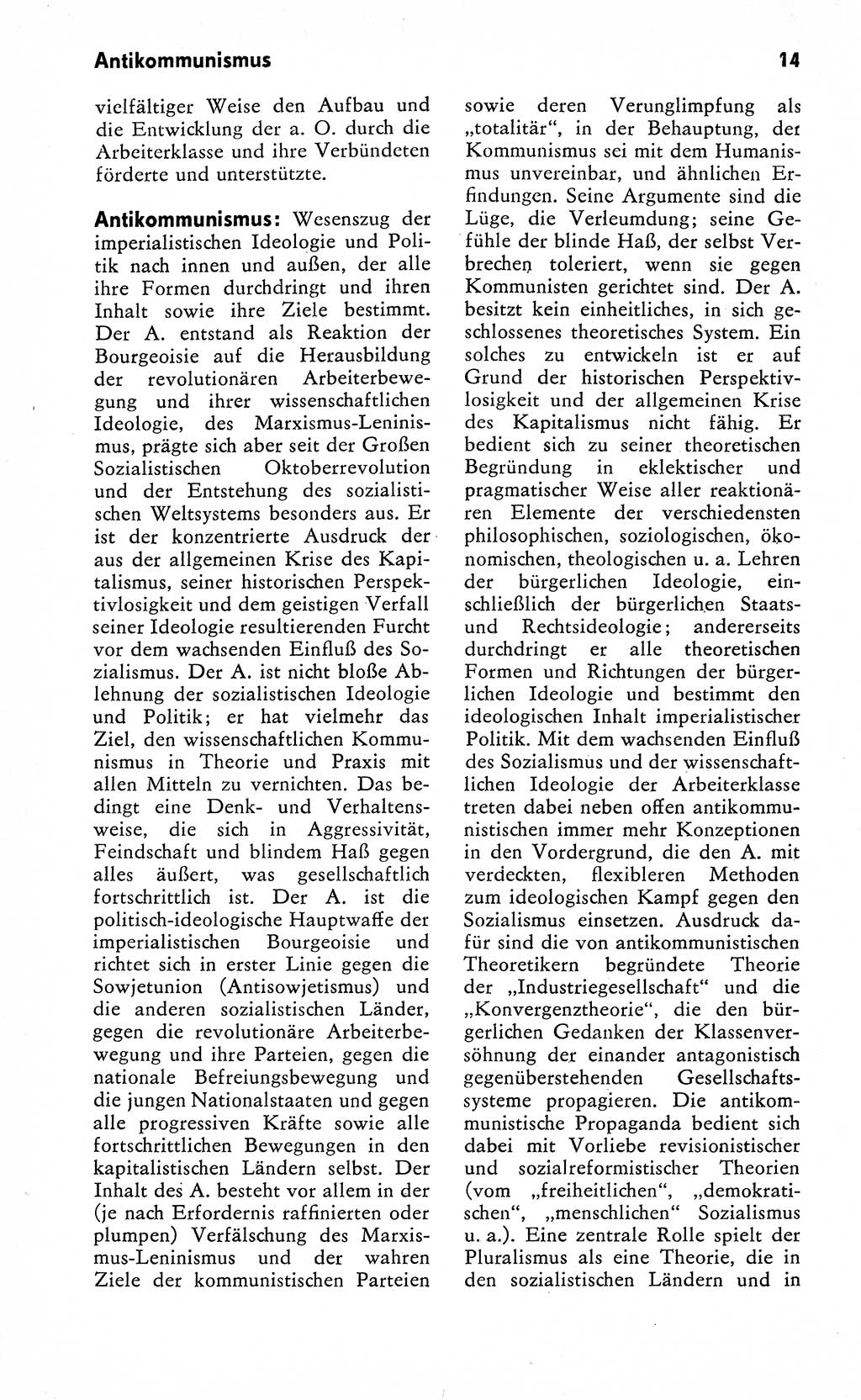 Wörterbuch zum sozialistischen Staat [Deutsche Demokratische Republik (DDR)] 1974, Seite 14 (Wb. soz. St. DDR 1974, S. 14)