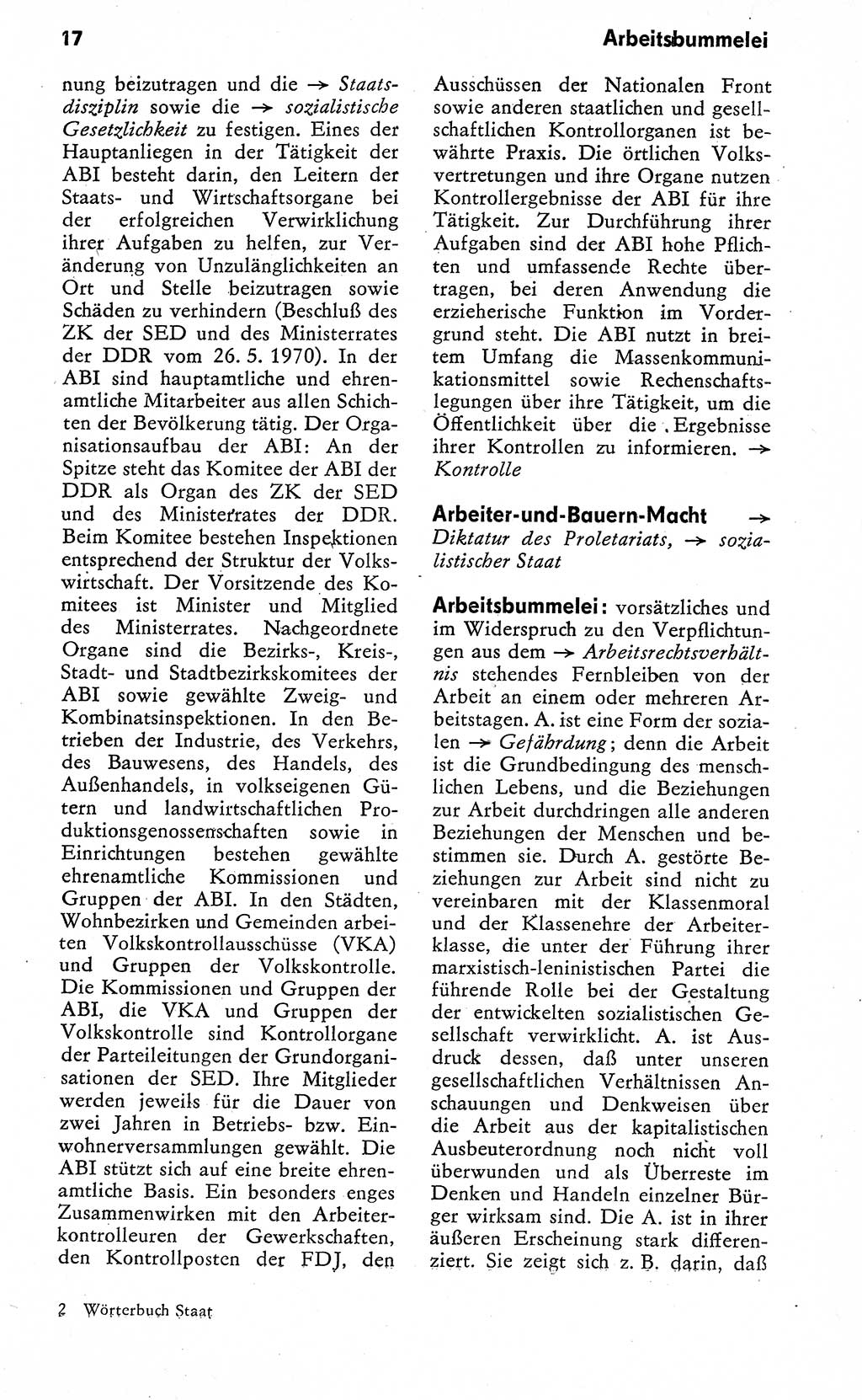 Wörterbuch zum sozialistischen Staat [Deutsche Demokratische Republik (DDR)] 1974, Seite 17 (Wb. soz. St. DDR 1974, S. 17)