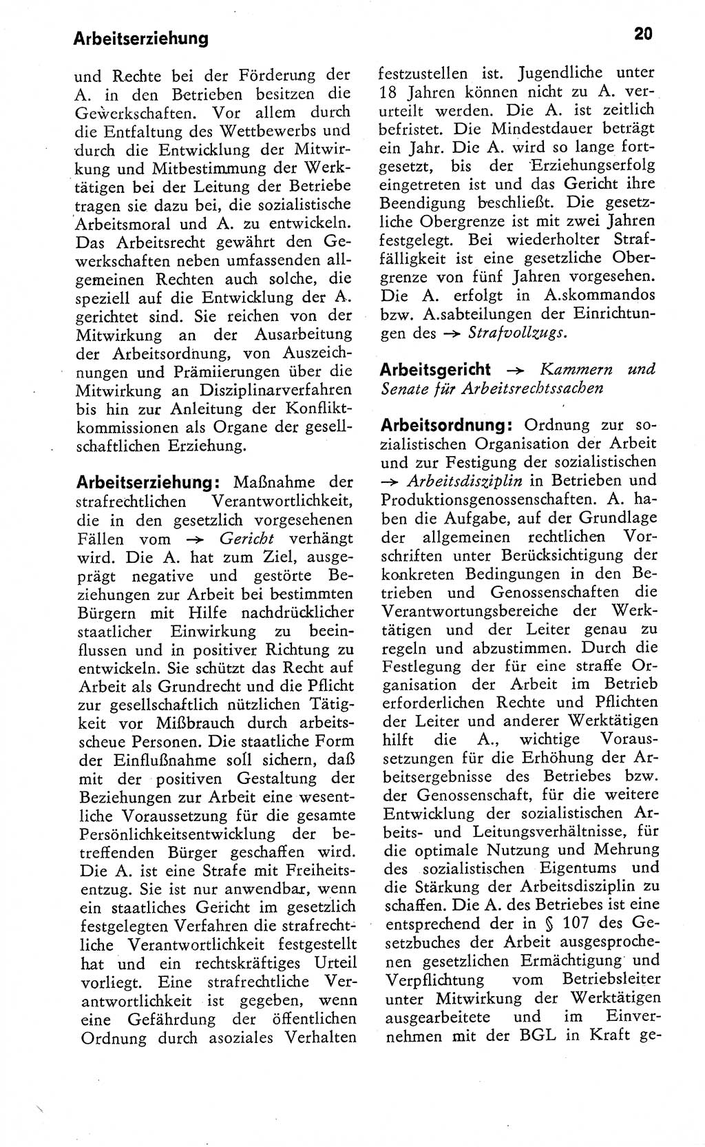 Wörterbuch zum sozialistischen Staat [Deutsche Demokratische Republik (DDR)] 1974, Seite 20 (Wb. soz. St. DDR 1974, S. 20)