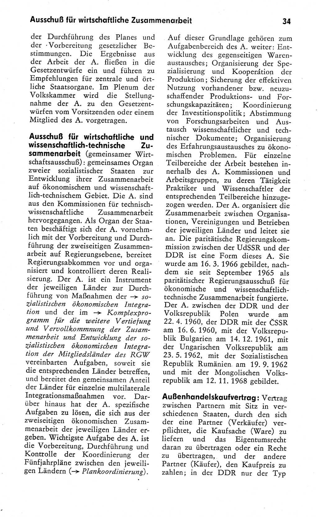 Wörterbuch zum sozialistischen Staat [Deutsche Demokratische Republik (DDR)] 1974, Seite 34 (Wb. soz. St. DDR 1974, S. 34)