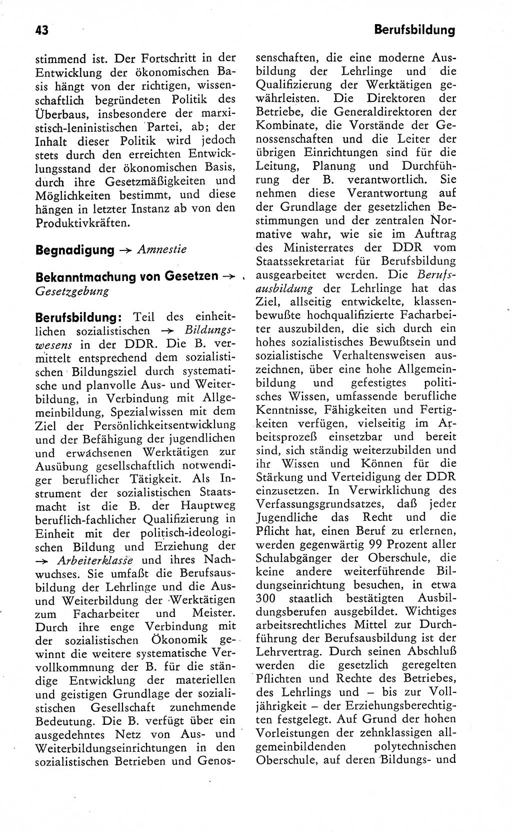 Wörterbuch zum sozialistischen Staat [Deutsche Demokratische Republik (DDR)] 1974, Seite 43 (Wb. soz. St. DDR 1974, S. 43)