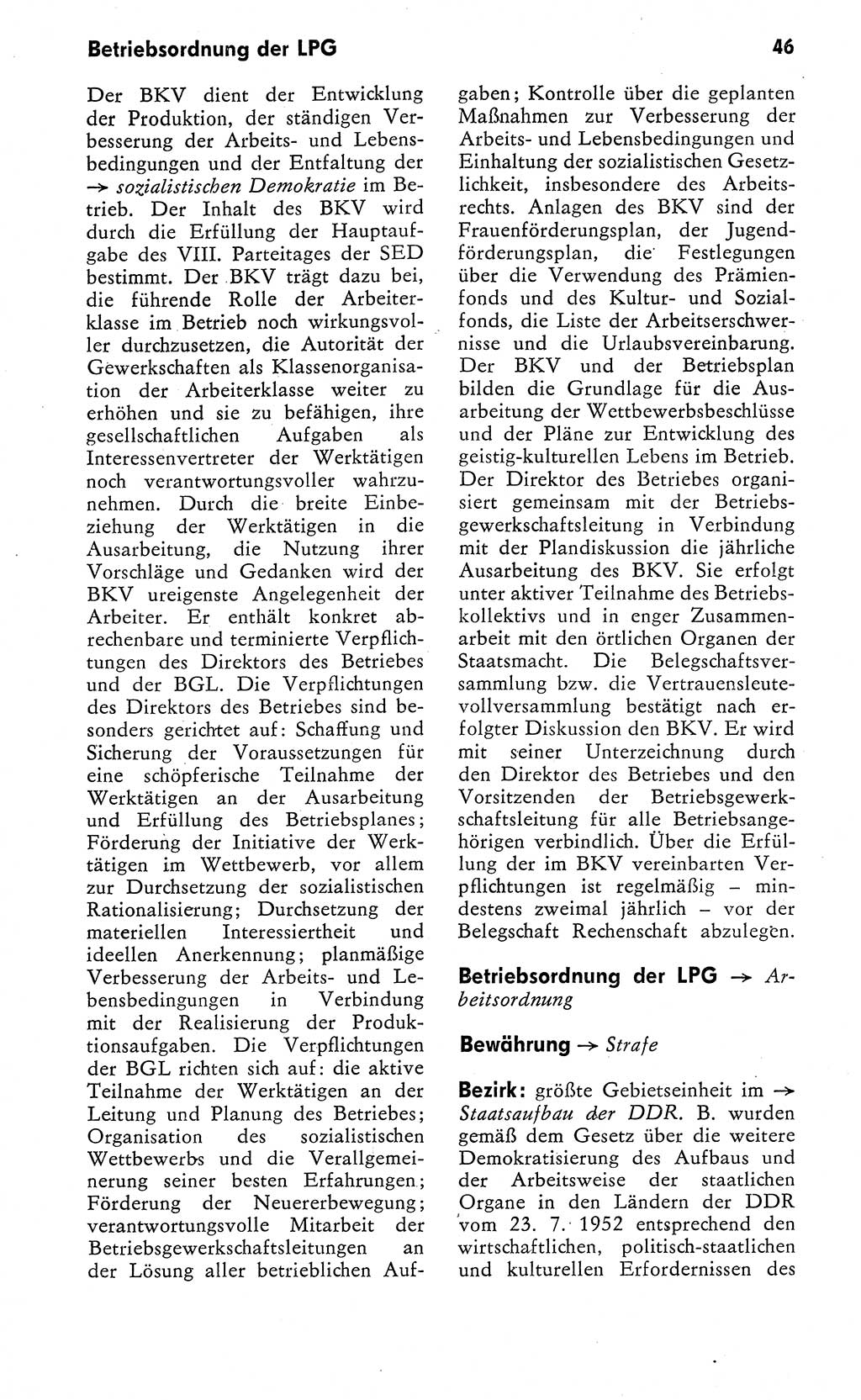 Wörterbuch zum sozialistischen Staat [Deutsche Demokratische Republik (DDR)] 1974, Seite 46 (Wb. soz. St. DDR 1974, S. 46)