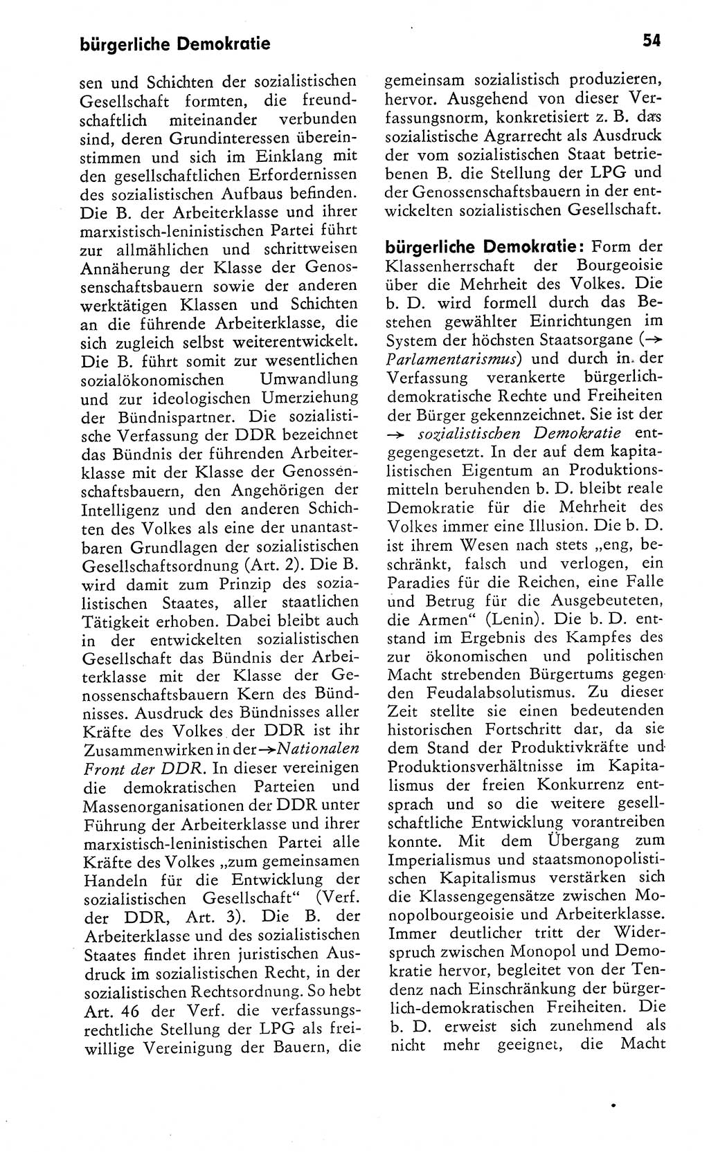 Wörterbuch zum sozialistischen Staat [Deutsche Demokratische Republik (DDR)] 1974, Seite 54 (Wb. soz. St. DDR 1974, S. 54)
