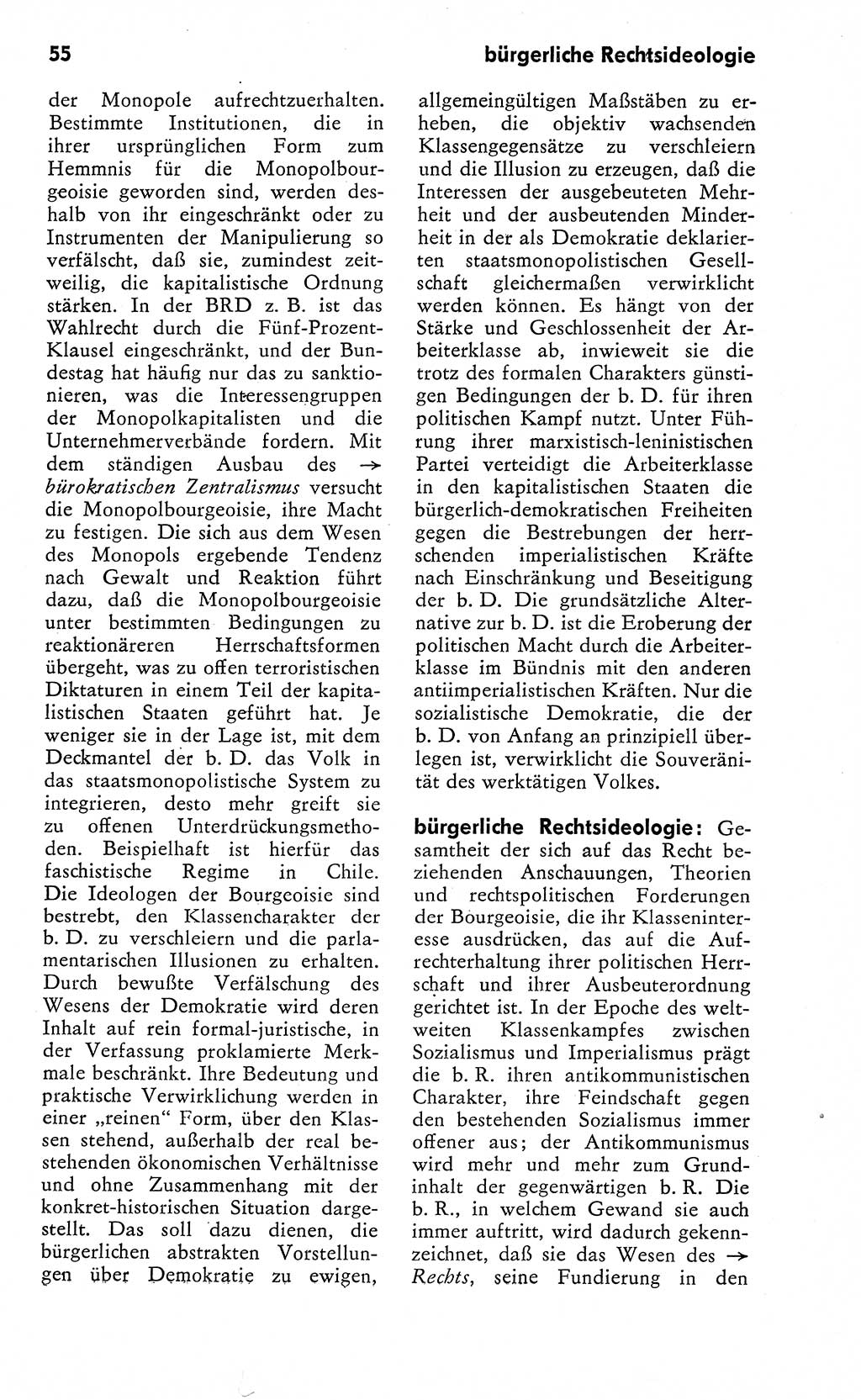 Wörterbuch zum sozialistischen Staat [Deutsche Demokratische Republik (DDR)] 1974, Seite 55 (Wb. soz. St. DDR 1974, S. 55)