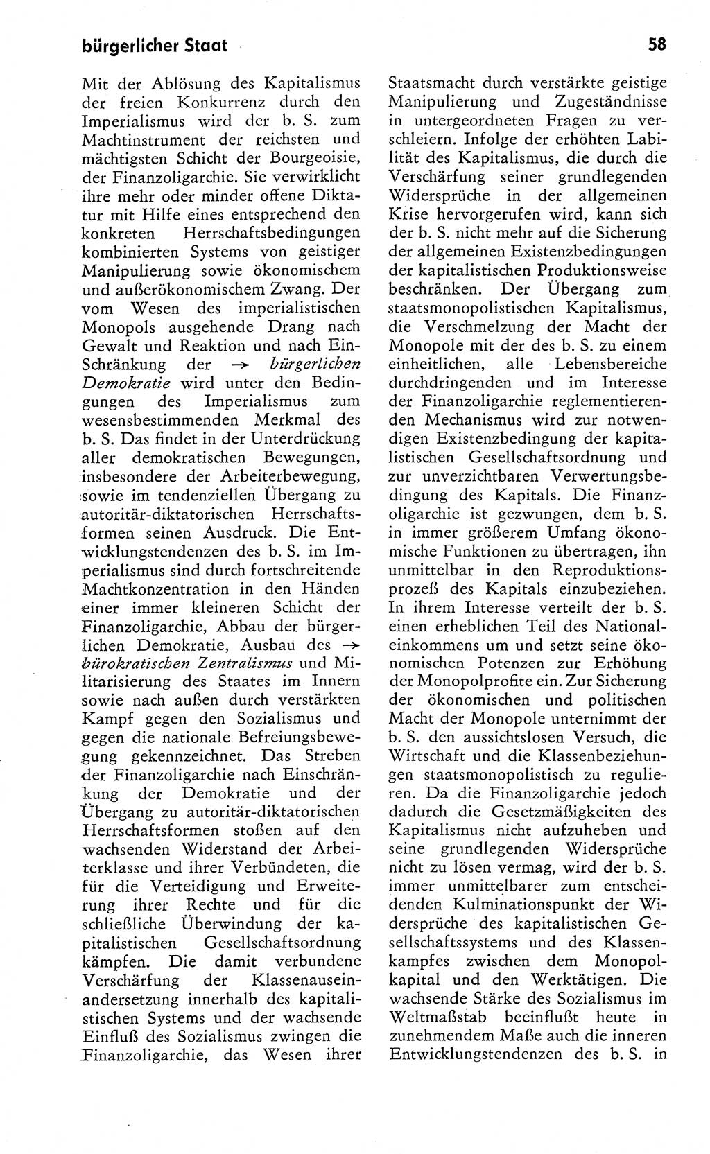 Wörterbuch zum sozialistischen Staat [Deutsche Demokratische Republik (DDR)] 1974, Seite 58 (Wb. soz. St. DDR 1974, S. 58)