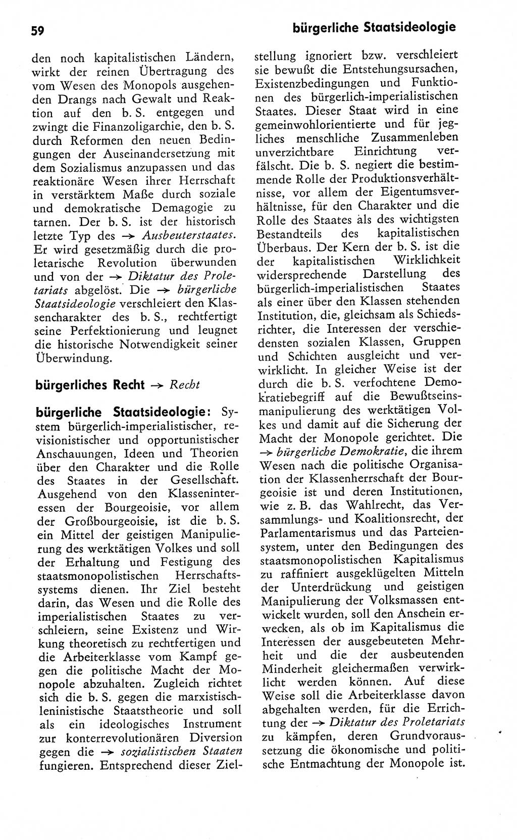 Wörterbuch zum sozialistischen Staat [Deutsche Demokratische Republik (DDR)] 1974, Seite 59 (Wb. soz. St. DDR 1974, S. 59)