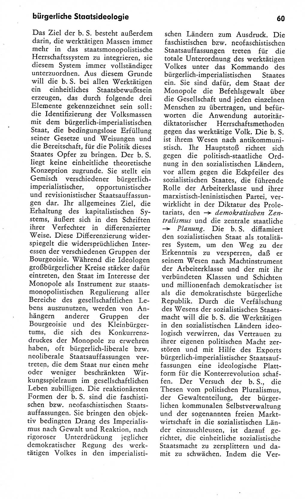 Wörterbuch zum sozialistischen Staat [Deutsche Demokratische Republik (DDR)] 1974, Seite 60 (Wb. soz. St. DDR 1974, S. 60)