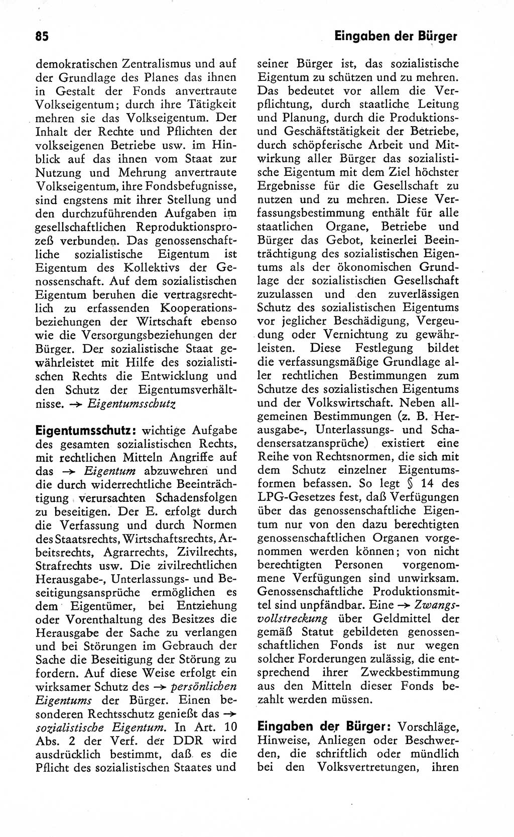 Wörterbuch zum sozialistischen Staat [Deutsche Demokratische Republik (DDR)] 1974, Seite 85 (Wb. soz. St. DDR 1974, S. 85)