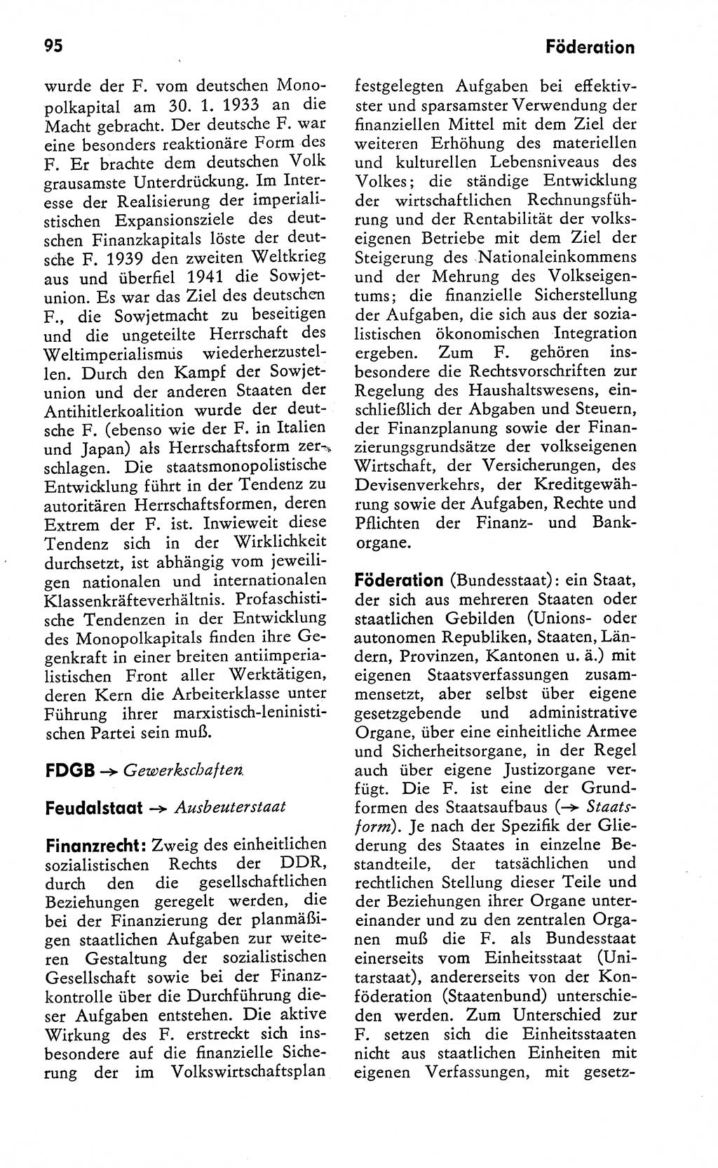 Wörterbuch zum sozialistischen Staat [Deutsche Demokratische Republik (DDR)] 1974, Seite 95 (Wb. soz. St. DDR 1974, S. 95)