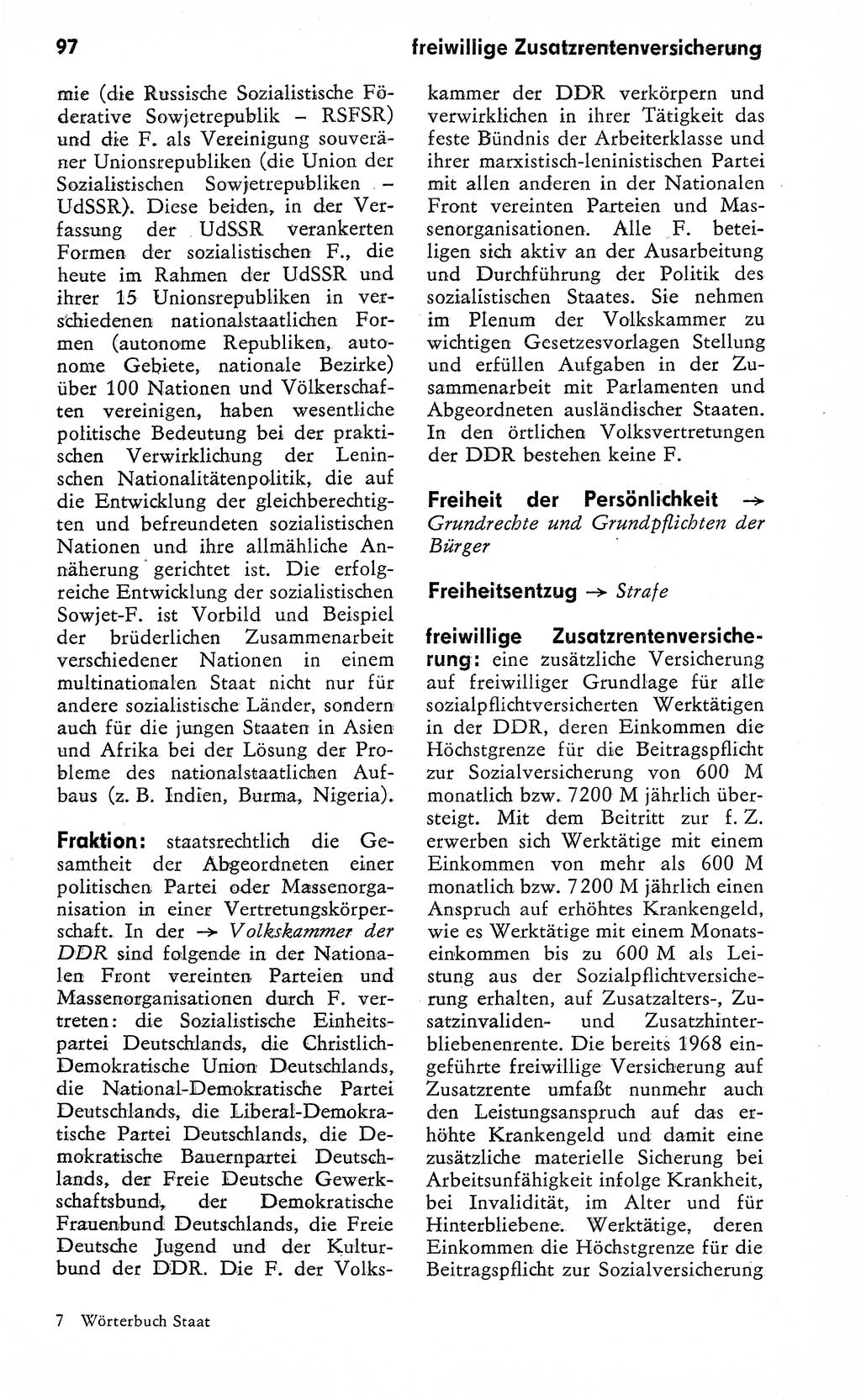 Wörterbuch zum sozialistischen Staat [Deutsche Demokratische Republik (DDR)] 1974, Seite 97 (Wb. soz. St. DDR 1974, S. 97)